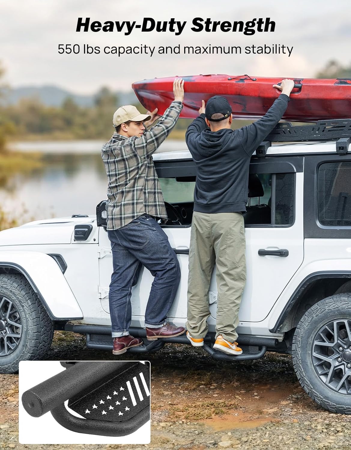 Running Boards Side Steps for Wrangler JL 4 Door 2018–2026, 550LB