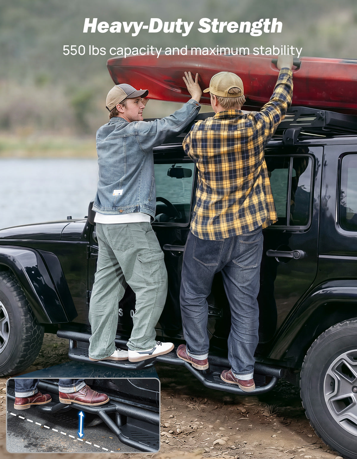 Running Boards for Wrangler JK 4 Door (2007–2018) – 550LB