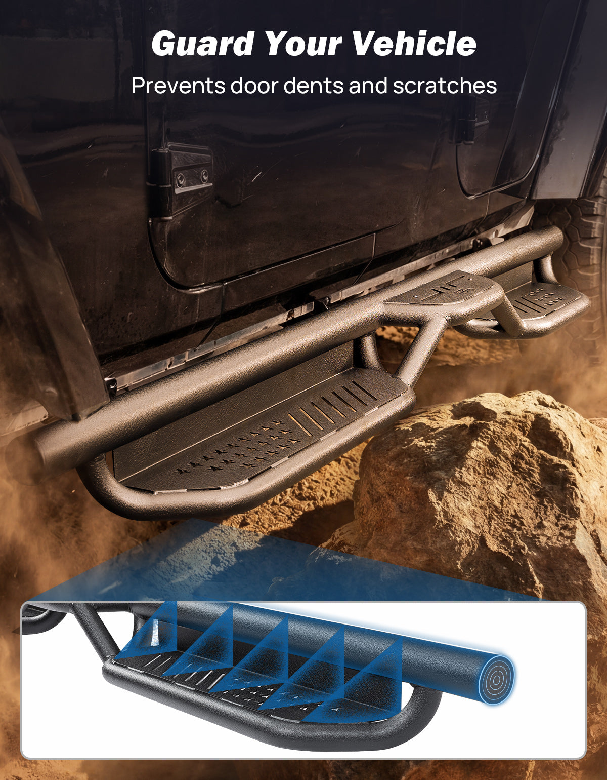 Running Boards for Wrangler JK 4 Door (2007–2018) – 550LB