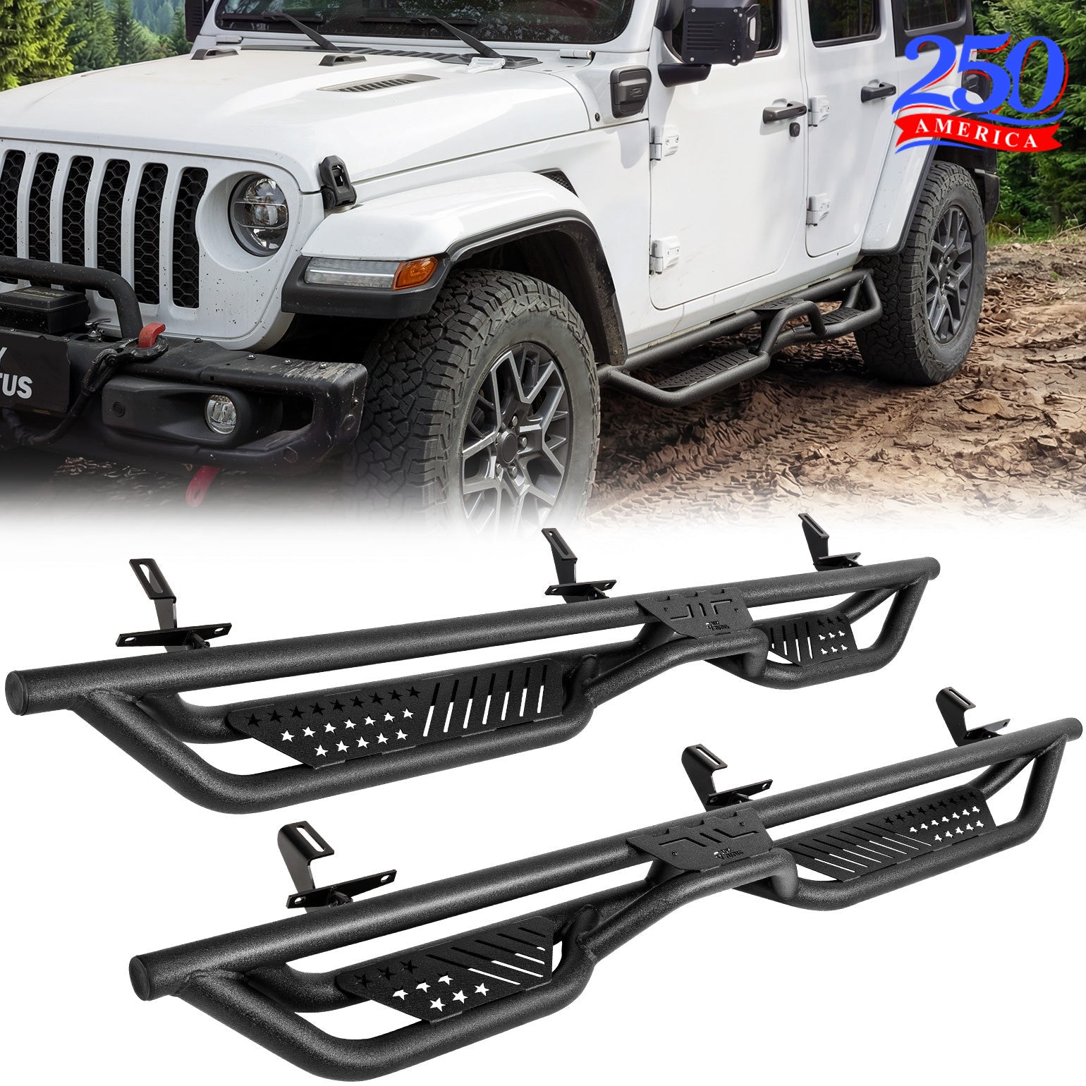 Running Boards for Jeep Wrangler JL 4 Door 2018–2026 – 550LB Dual-Step Side Steps