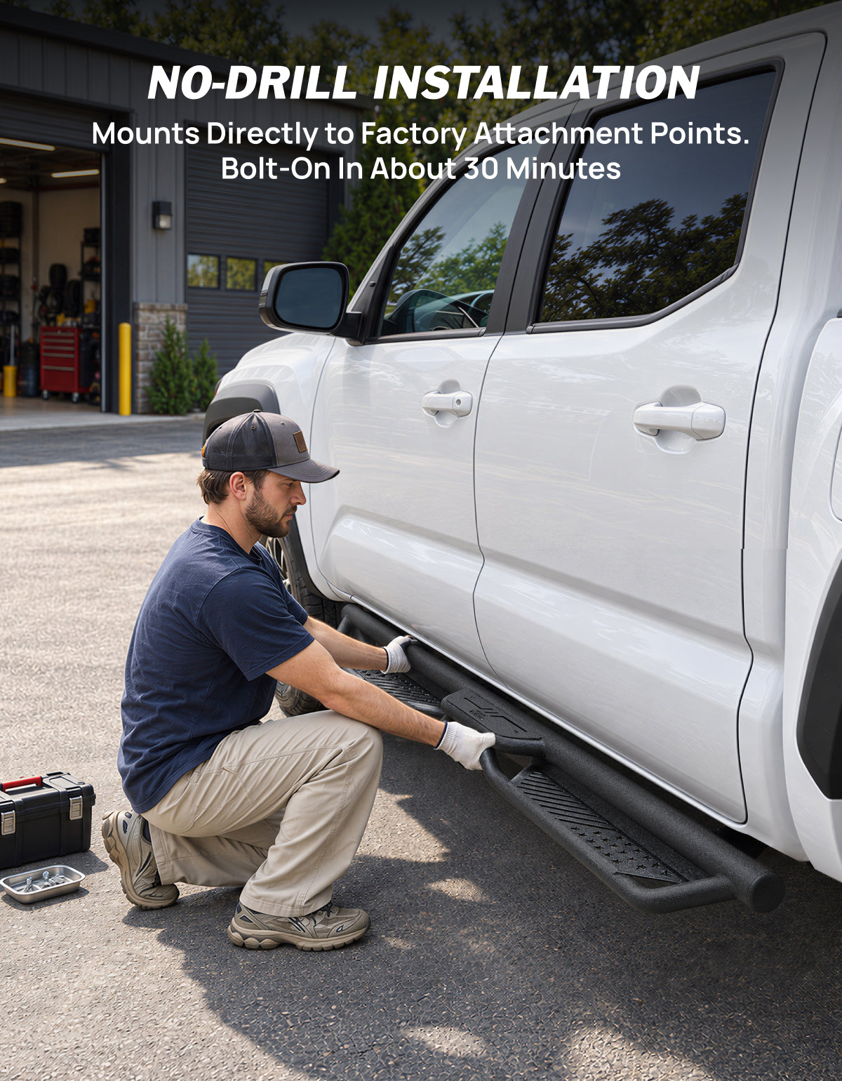 Dual-Tube Running Boards for 2024–2026 Toyota Tacoma Double Cab
