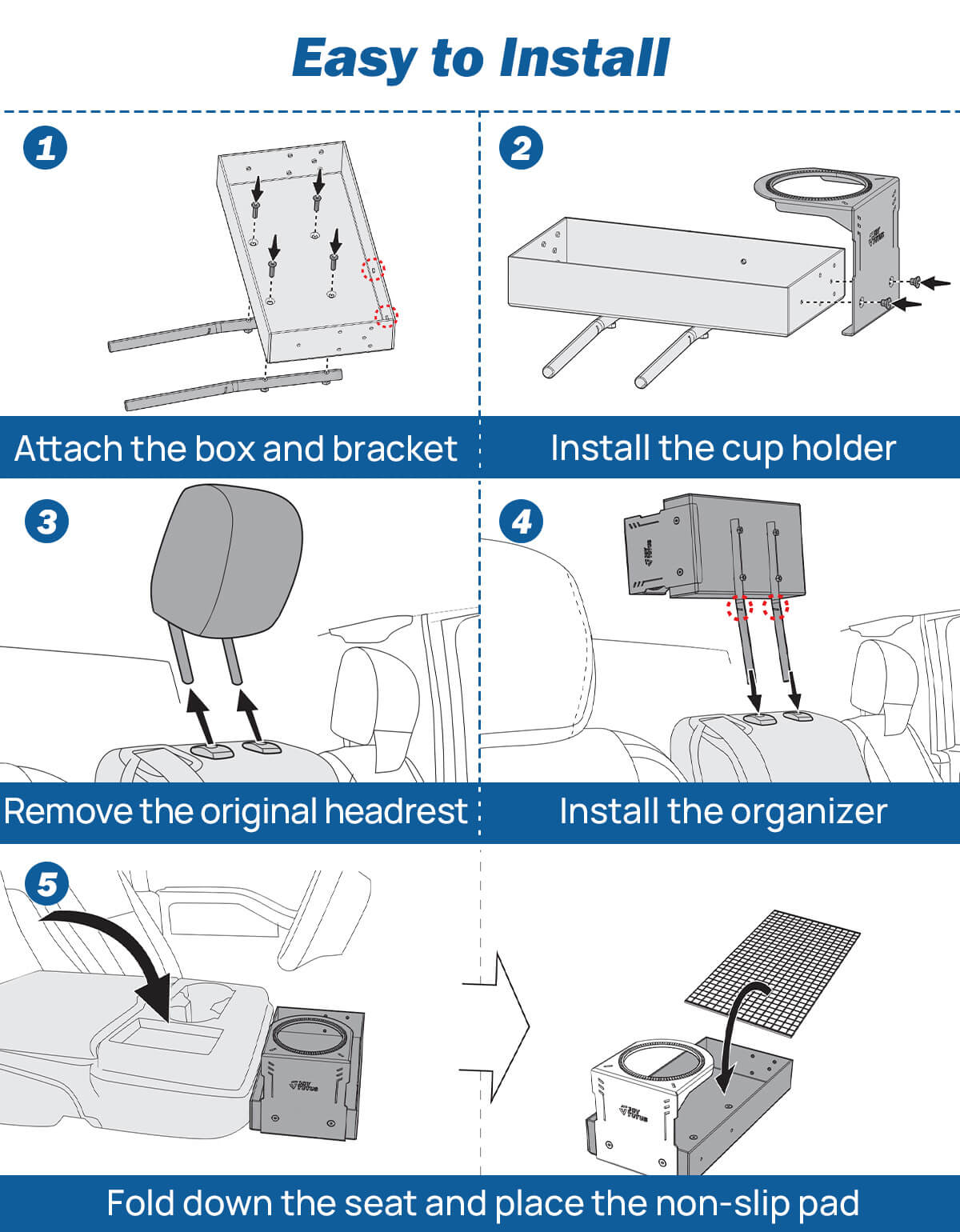 Aluminum Jump Seat Organizer for Ford F-150–F-650 Trucks 2011–2025