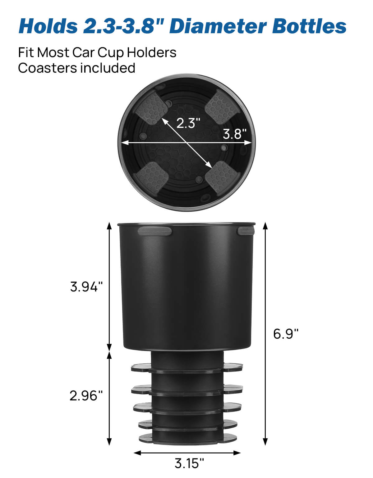 Car Cup Holder Extender with Interior Lift
