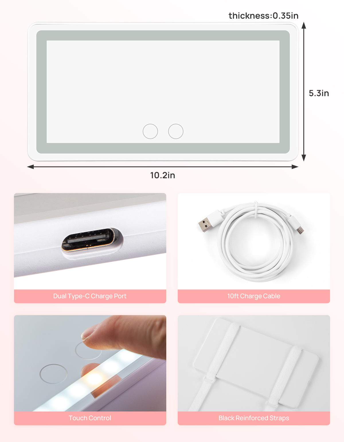 Car Sun Visor Vanity Mirror with Lights | 3 Light Modes & 60 LEDs