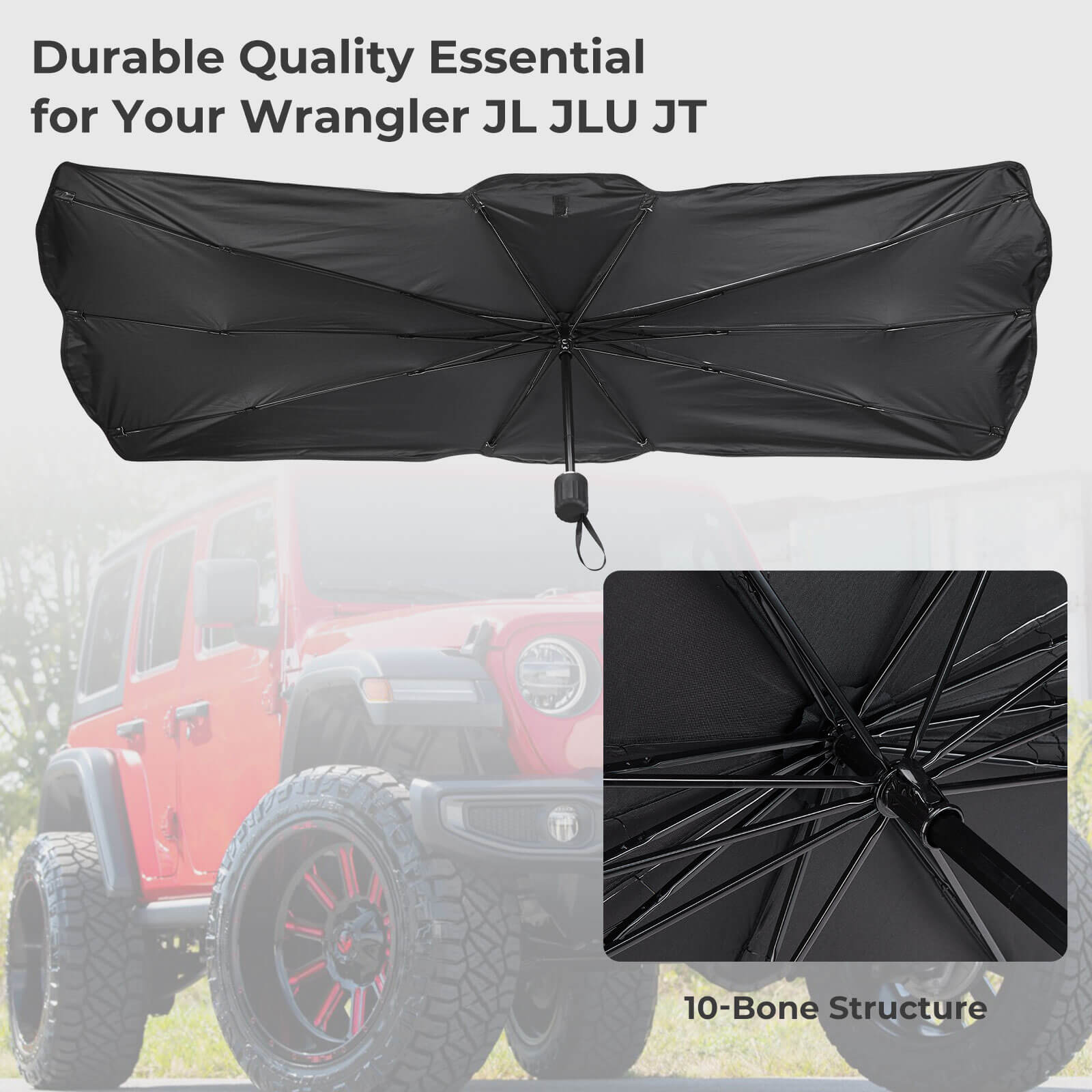 Custom-Fit Windshield Sun Shade for Wrangler JL/JLU 2018–2026 & Gladiator JT