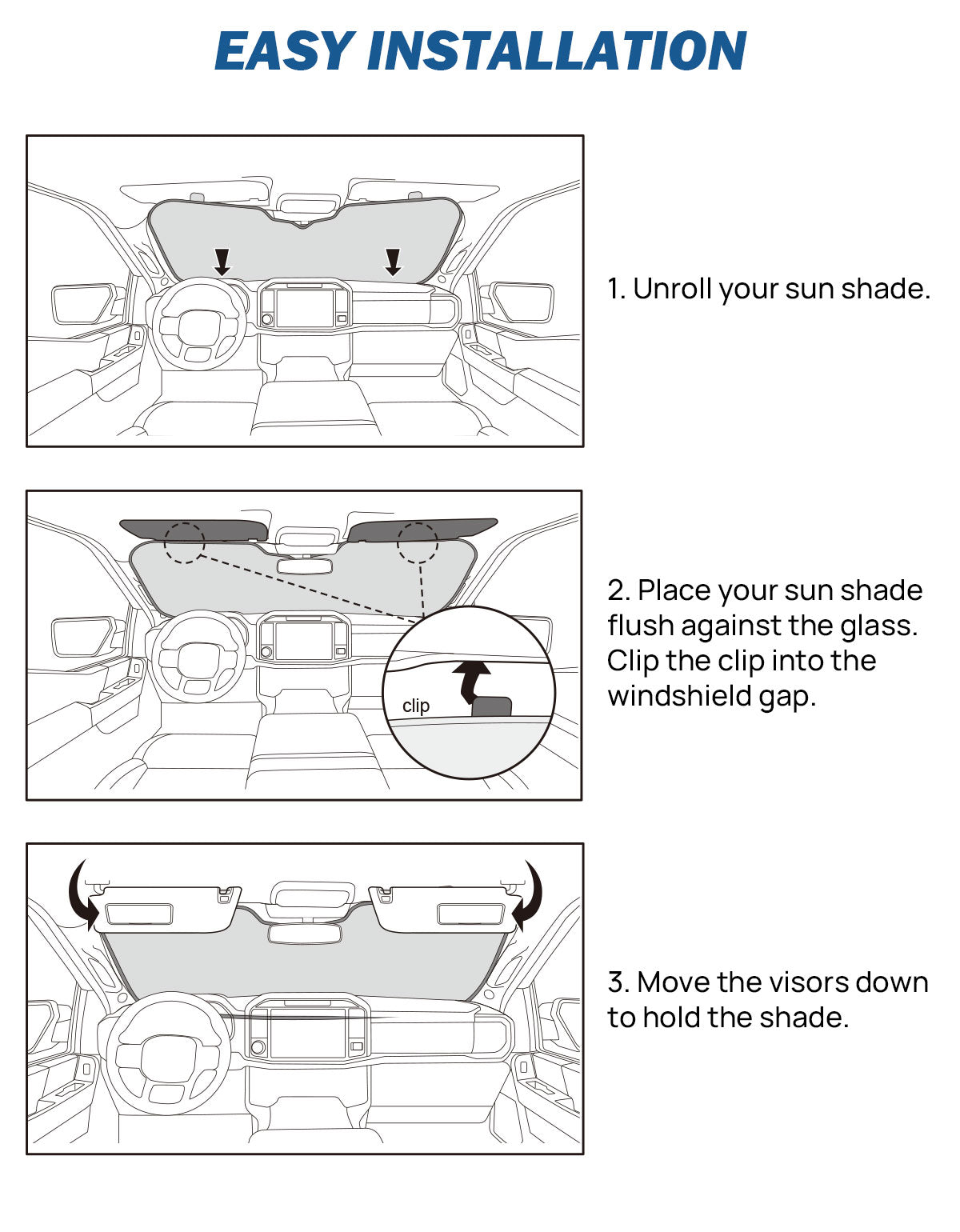 Windshield Sun Shade for Tacoma 2016–2023 Foldable UV Heat Blocker