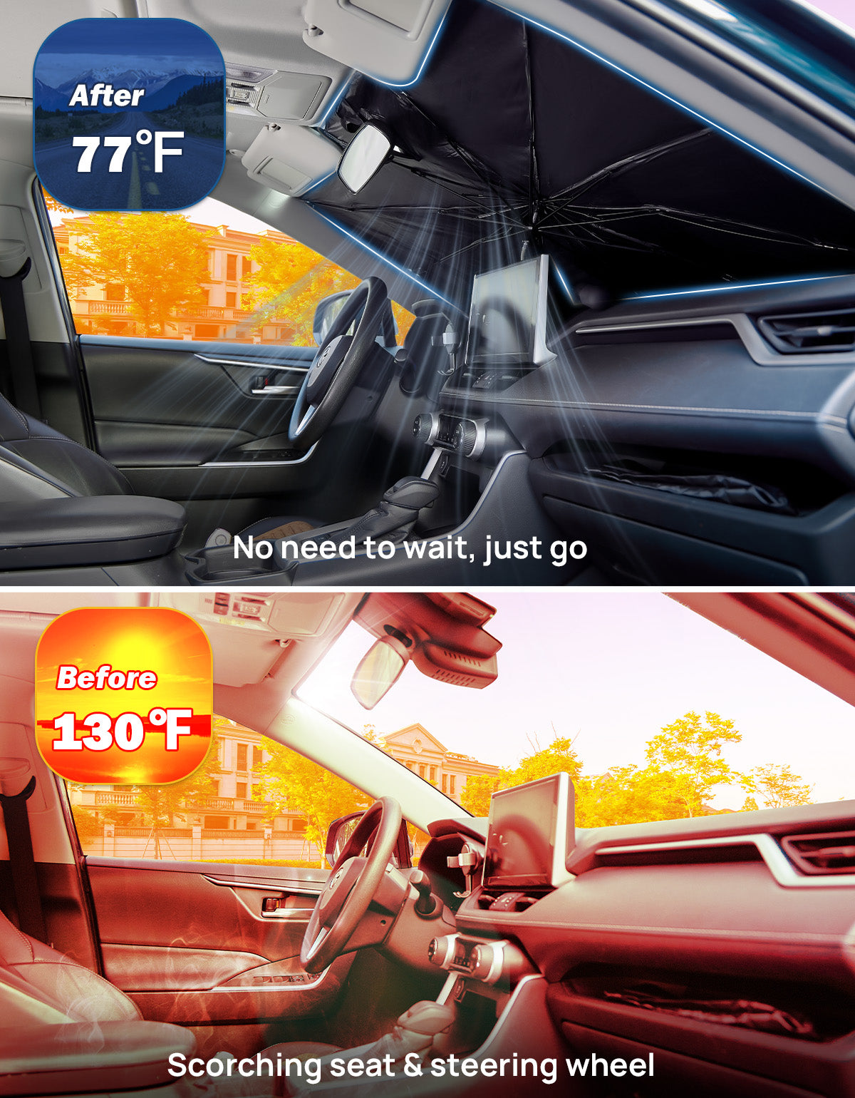 JOYTUTUS Windshield Sunshade Umbrella