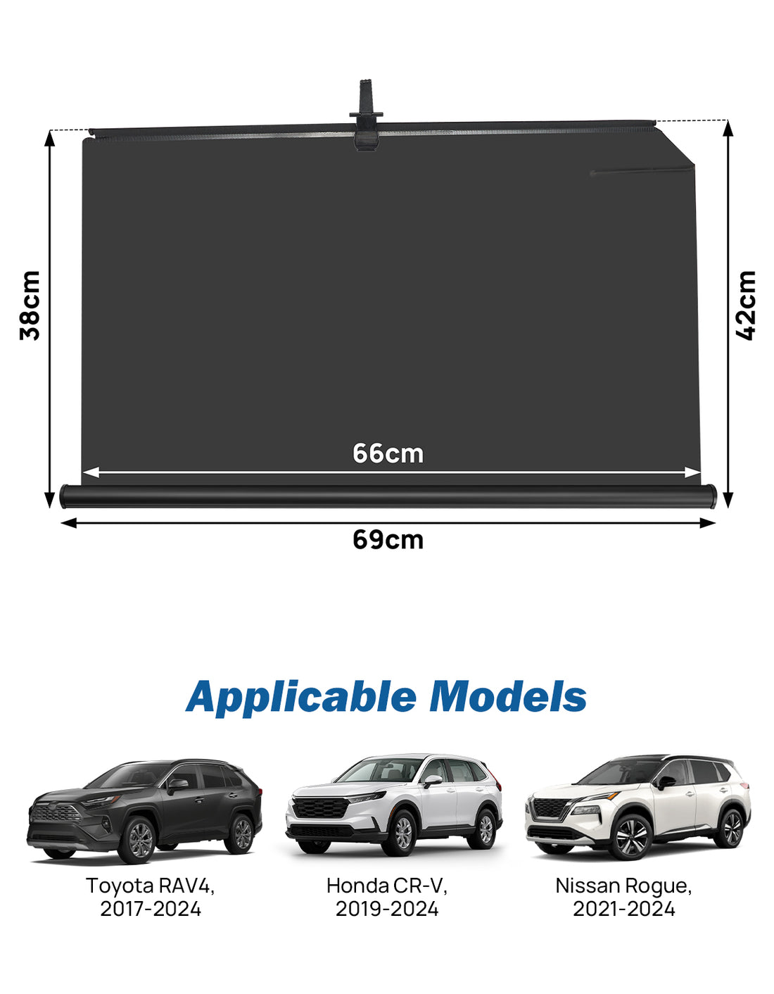 JOYTUTUS Car Rear Window Sunshade, for Toyota RAV4 2017-2024, Honda CR-V 2019-2024 and Nissan Rogue 2021-2024, Retractable UV Protection Side Window Shade, Privacy Screen & Blackout for Baby and Kids