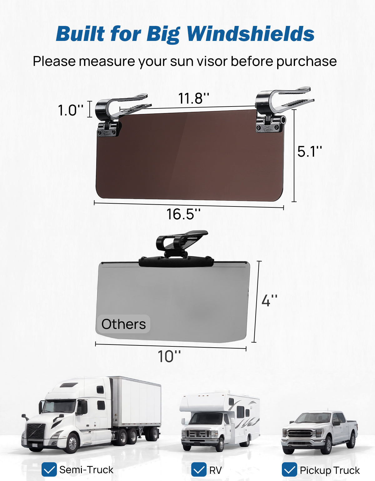 Large Polarized Sun Visor Extender for SUVs & Trucks
