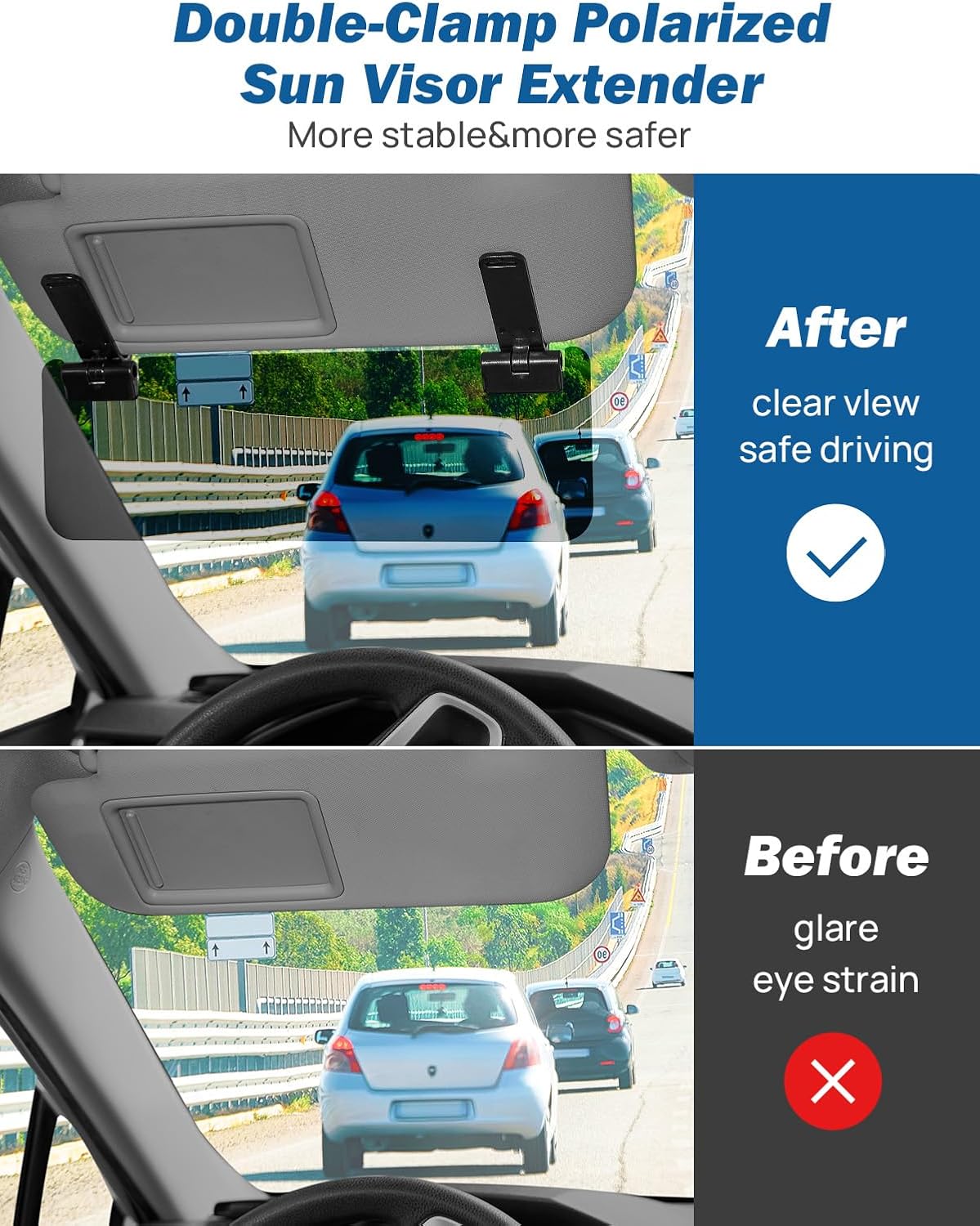 Polarized Sun Visor Extender for Cars – UV400 Anti-Glare