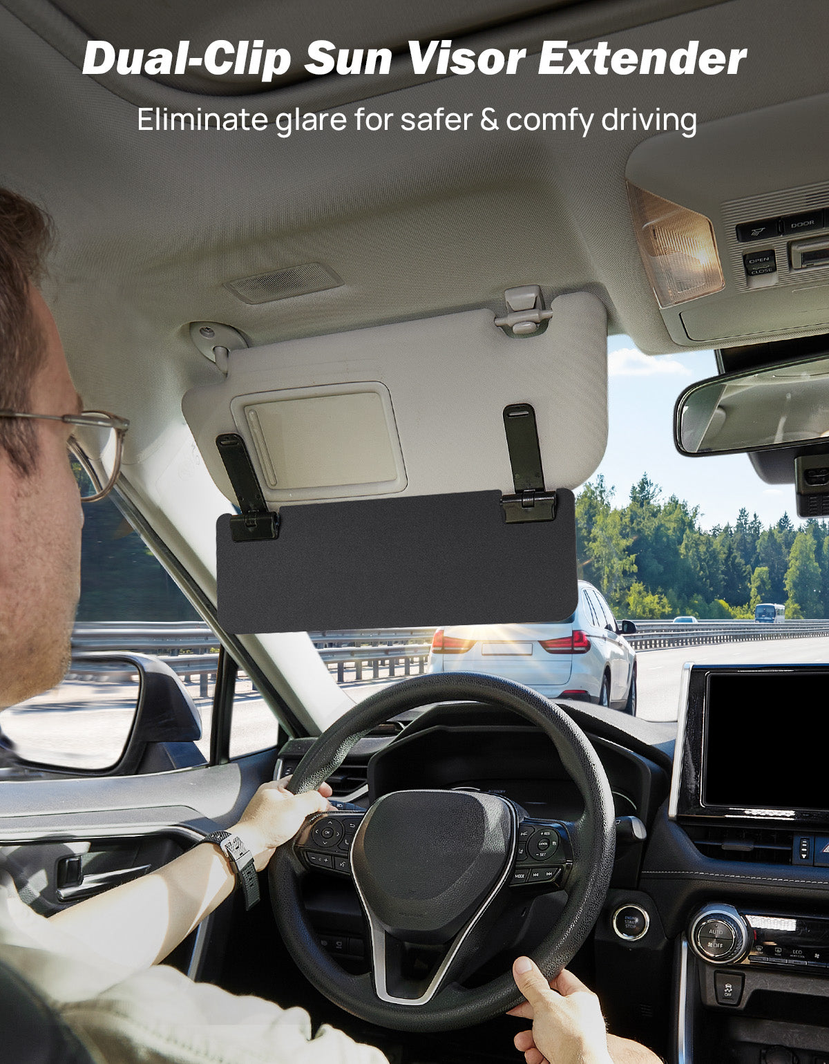 Adjustable Blackout Sun Visor Extender with UV400 Protection
