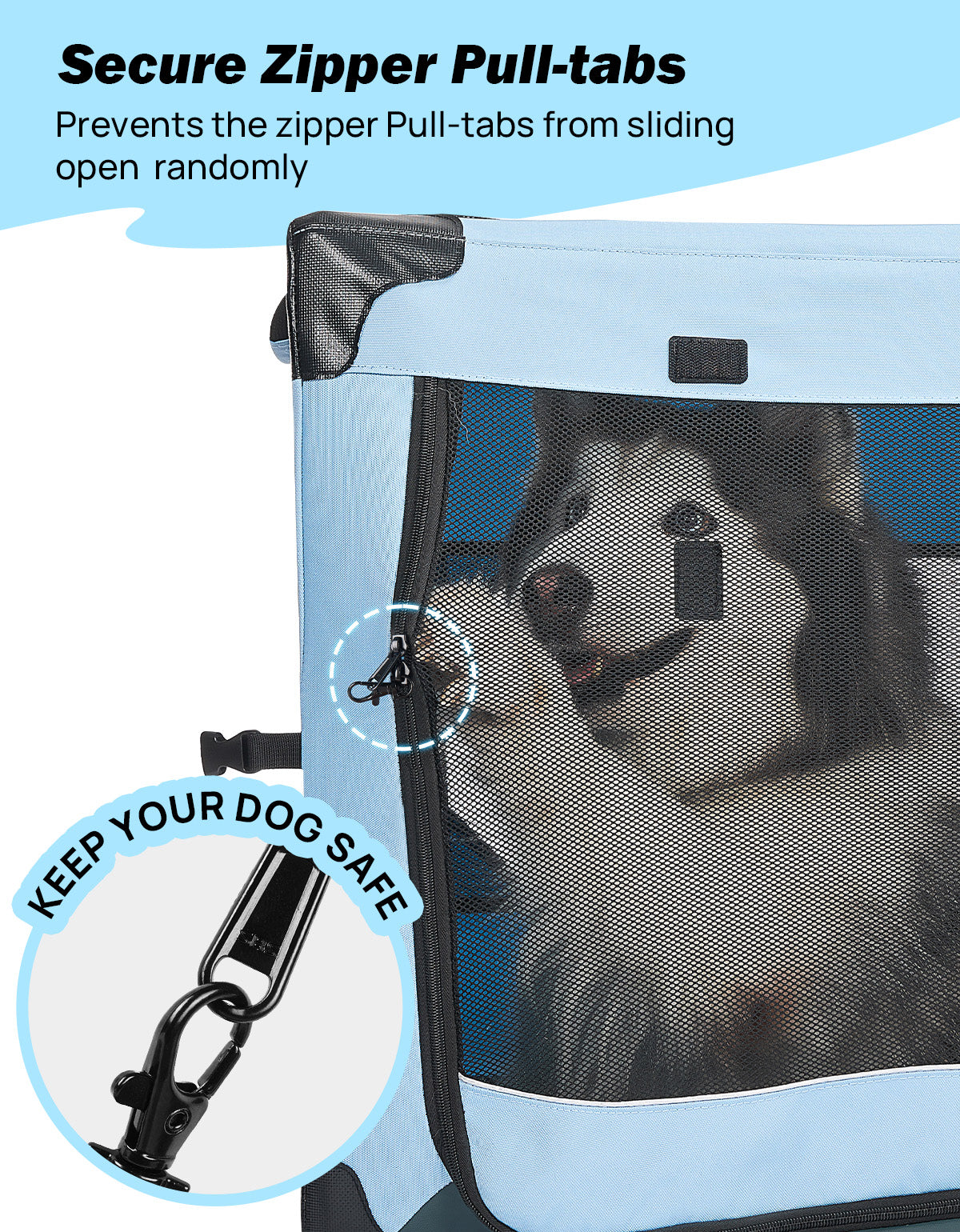 32” Collapsible Dog Crate for Car Travel, Portable Foldable Pet Crate