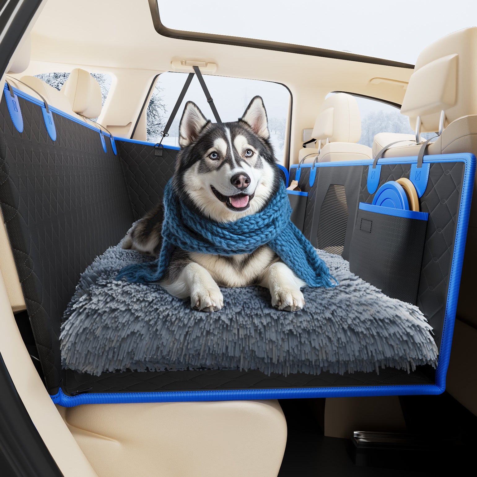 Back Seat Extender for Dogs with Removable Dog Blanket, Back Seat Extender for Dogs with Hard Bottom, Back Seat Pet Cover for Travel Waterproof Dog Hammock for Car SUV Truck