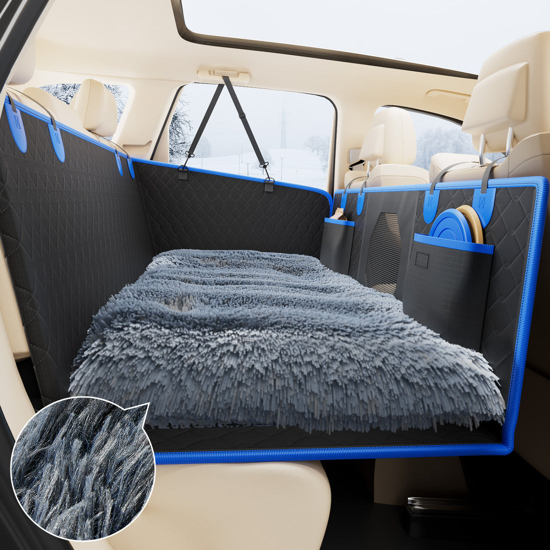 Back Seat Extender for Dogs with Removable Dog Blanket, Back Seat Extender for Dogs with Hard Bottom, Back Seat Pet Cover for Travel Waterproof Dog Hammock for Car SUV Truck