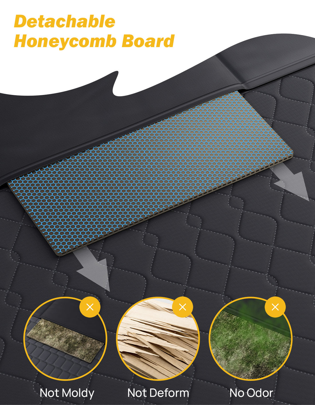 Back Seat Extender for Dogs with Removable Dog Blanket, Back Seat Extender for Dogs with Hard Bottom, Back Seat Pet Cover for Travel Waterproof Dog Hammock for Car SUV Truck