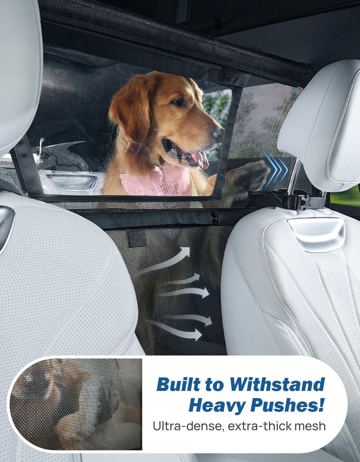 Wide Dog Car Barrier for Vehicles - Black