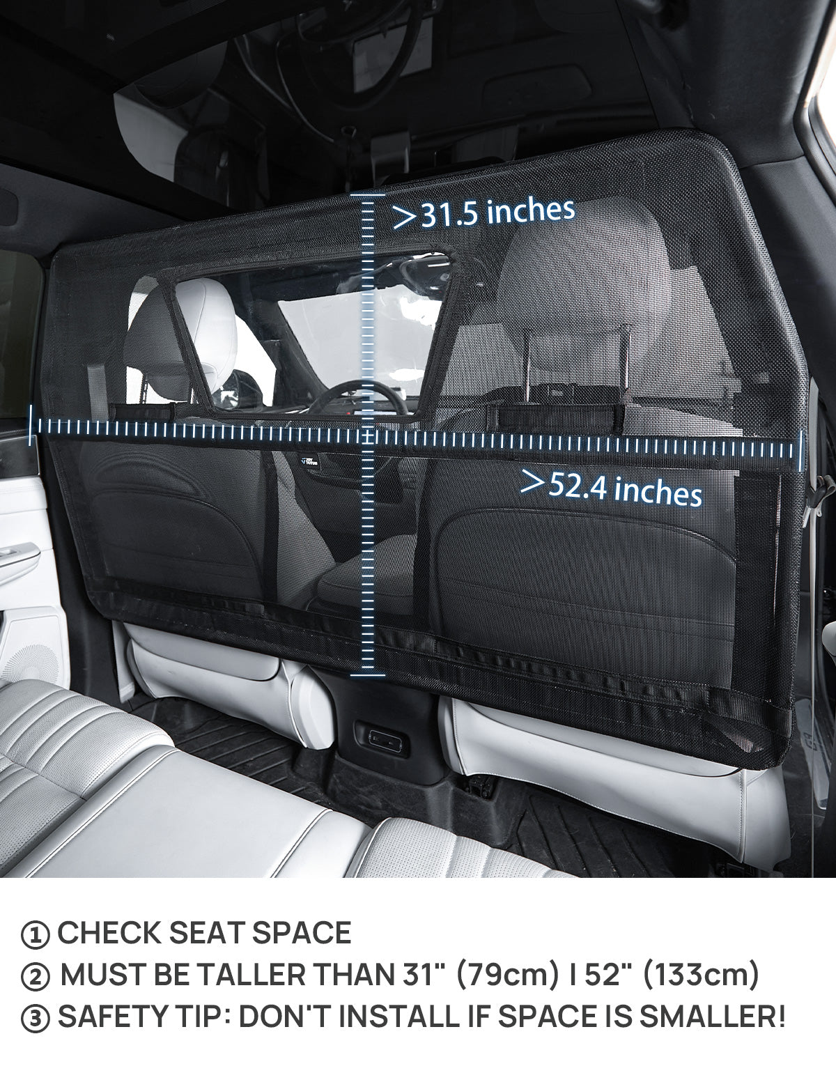 Wide Dog Car Barrier for Vehicles - Black