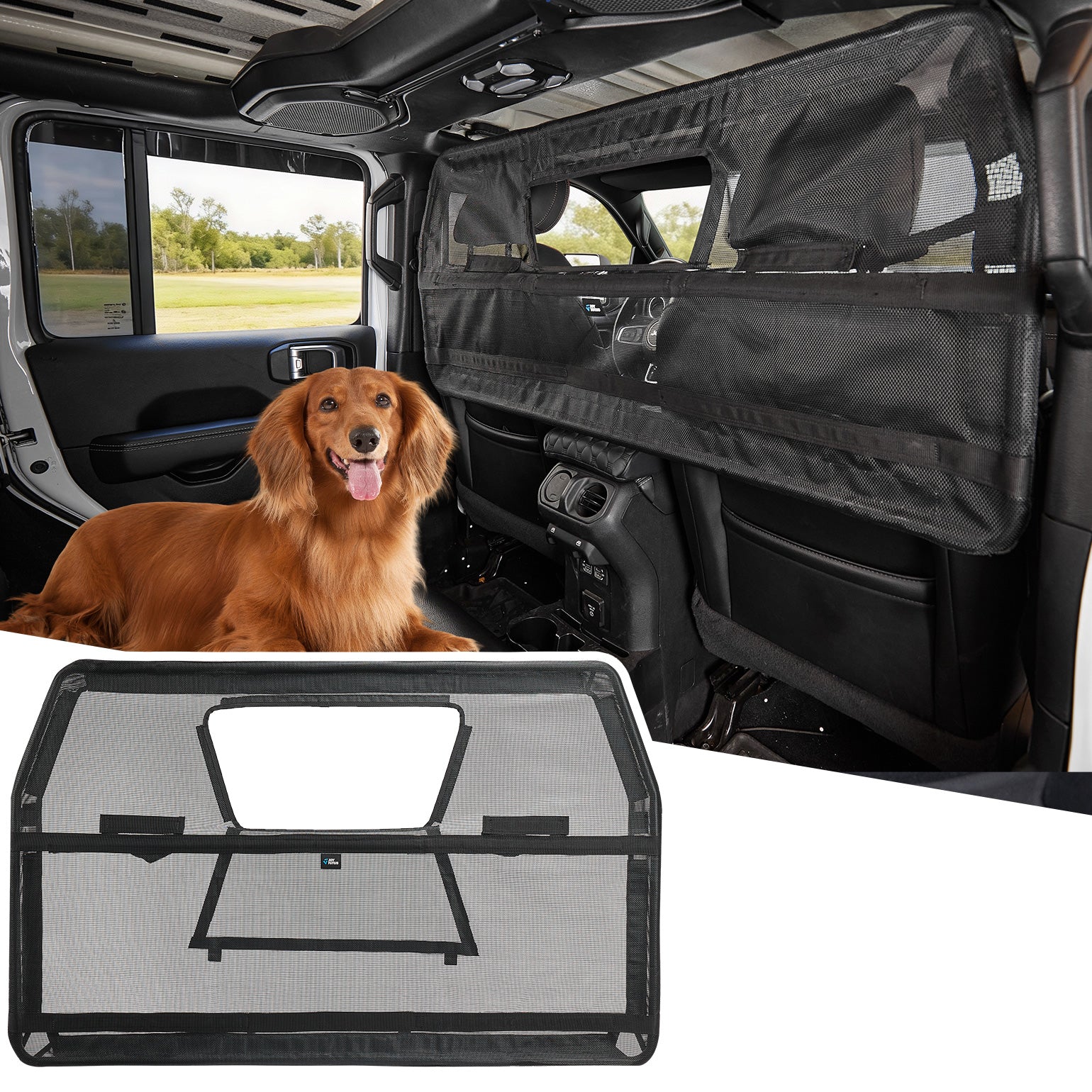 56” Wide Dog Car Barrier with Removable Window for SUVs, Sedans & Trucks