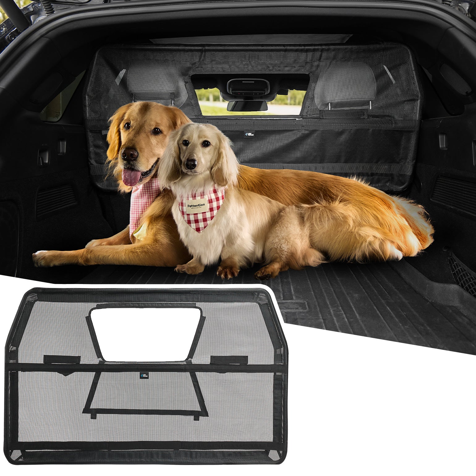 56” Wide Dog Car Barrier with Removable Window for SUVs, Sedans & Trucks