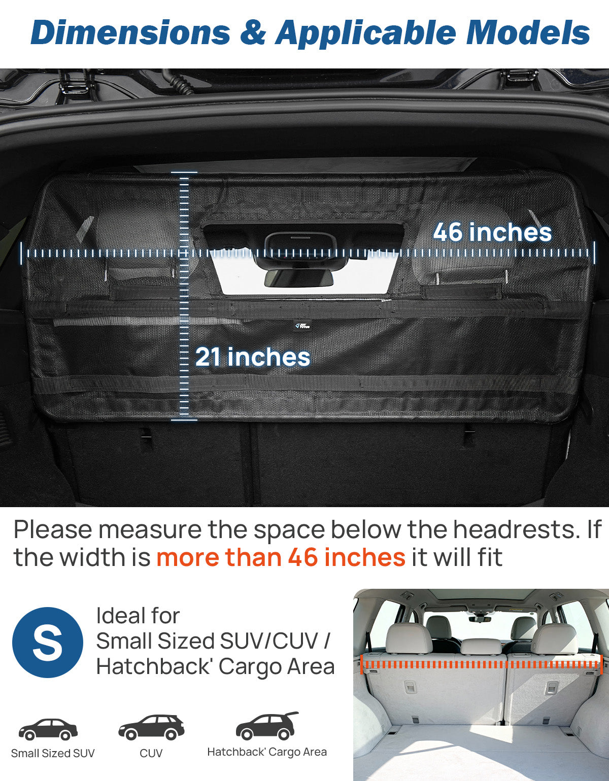 56” Wide Dog Car Barrier with Removable Window for SUVs, Sedans & Trucks
