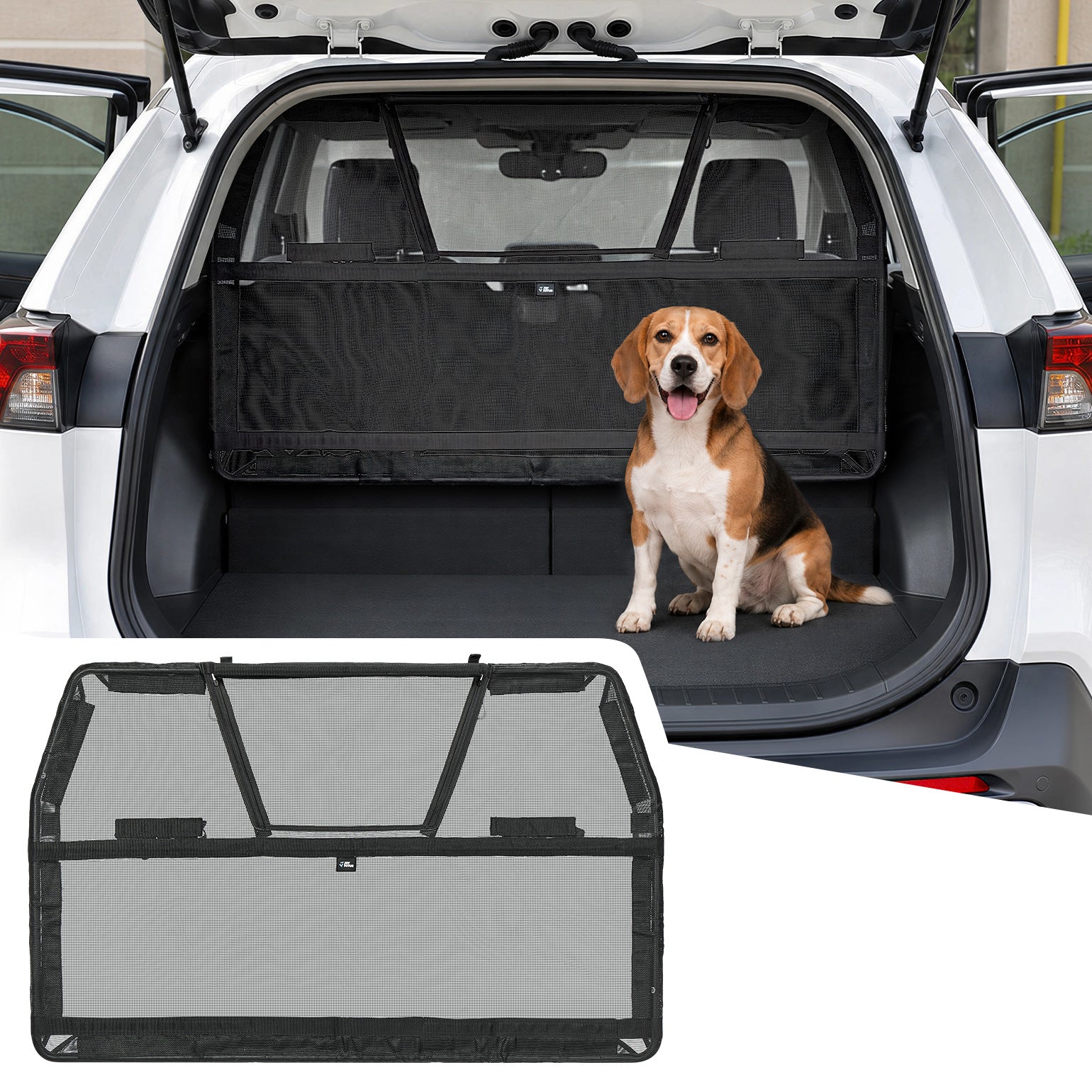 2026 Upgraded Dog Car Barrier with Zippered Mesh Window