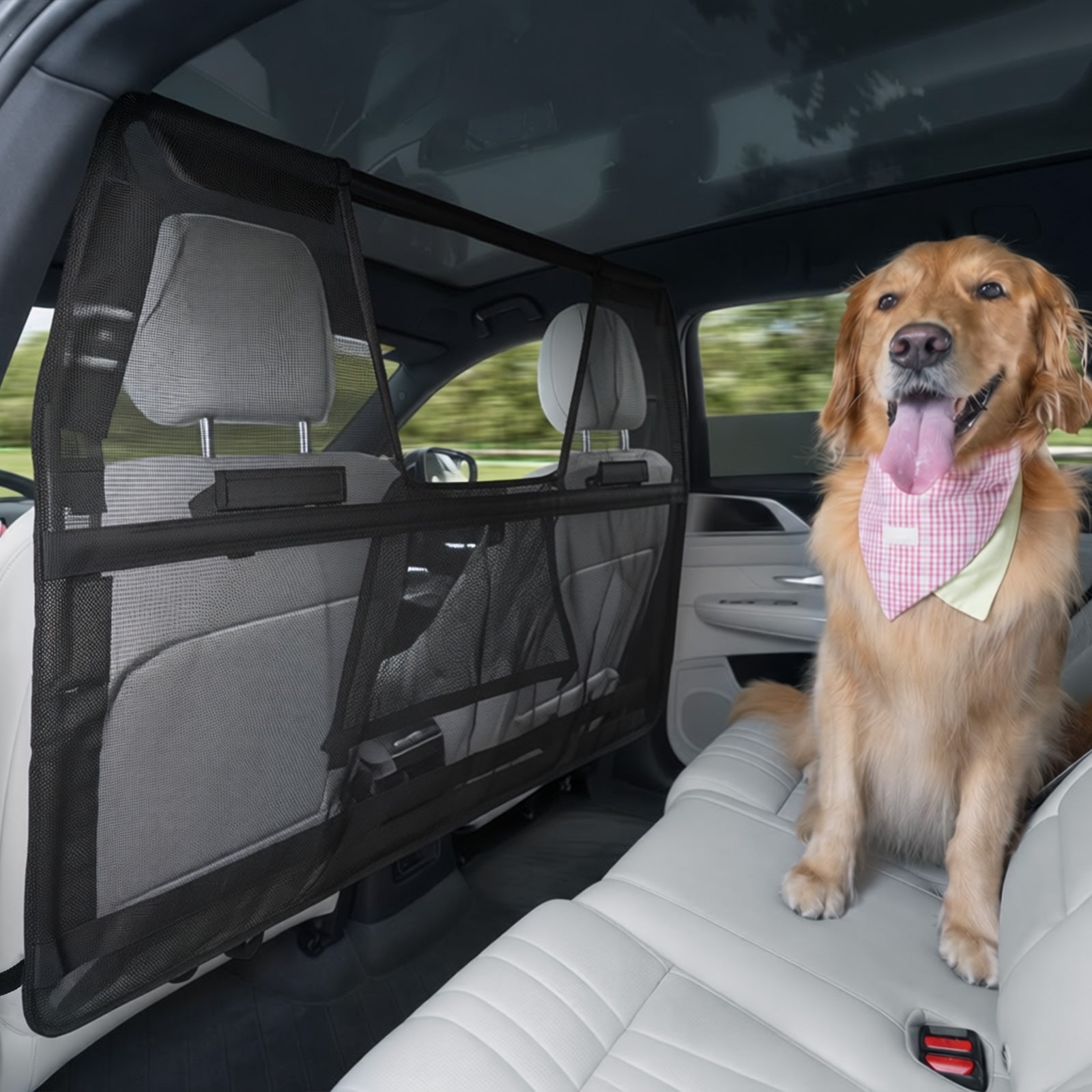 2026 Upgraded Dog Car Barrier with Zippered Mesh Window