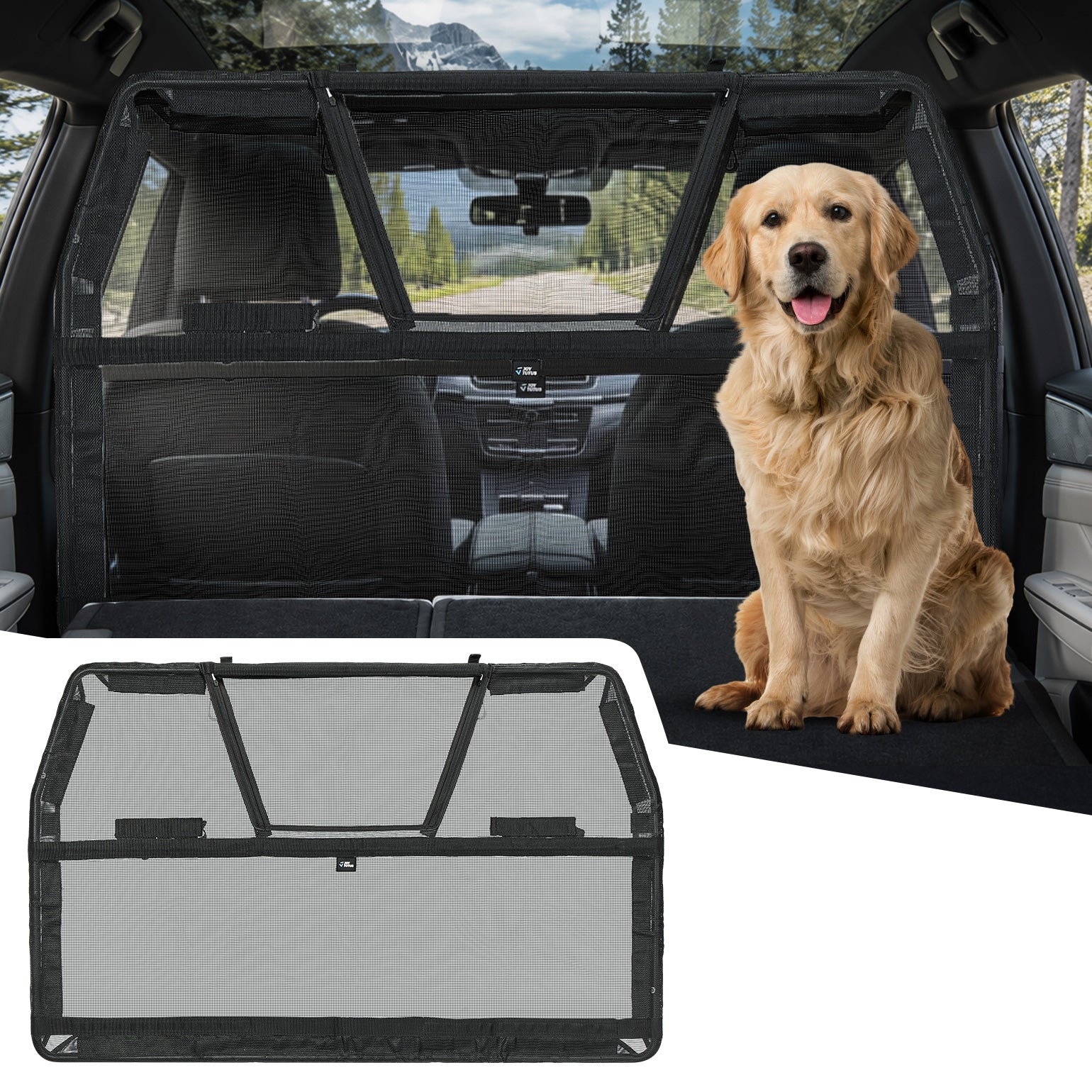 2026 Upgraded Dog Car Barrier with Zippered Mesh Window
