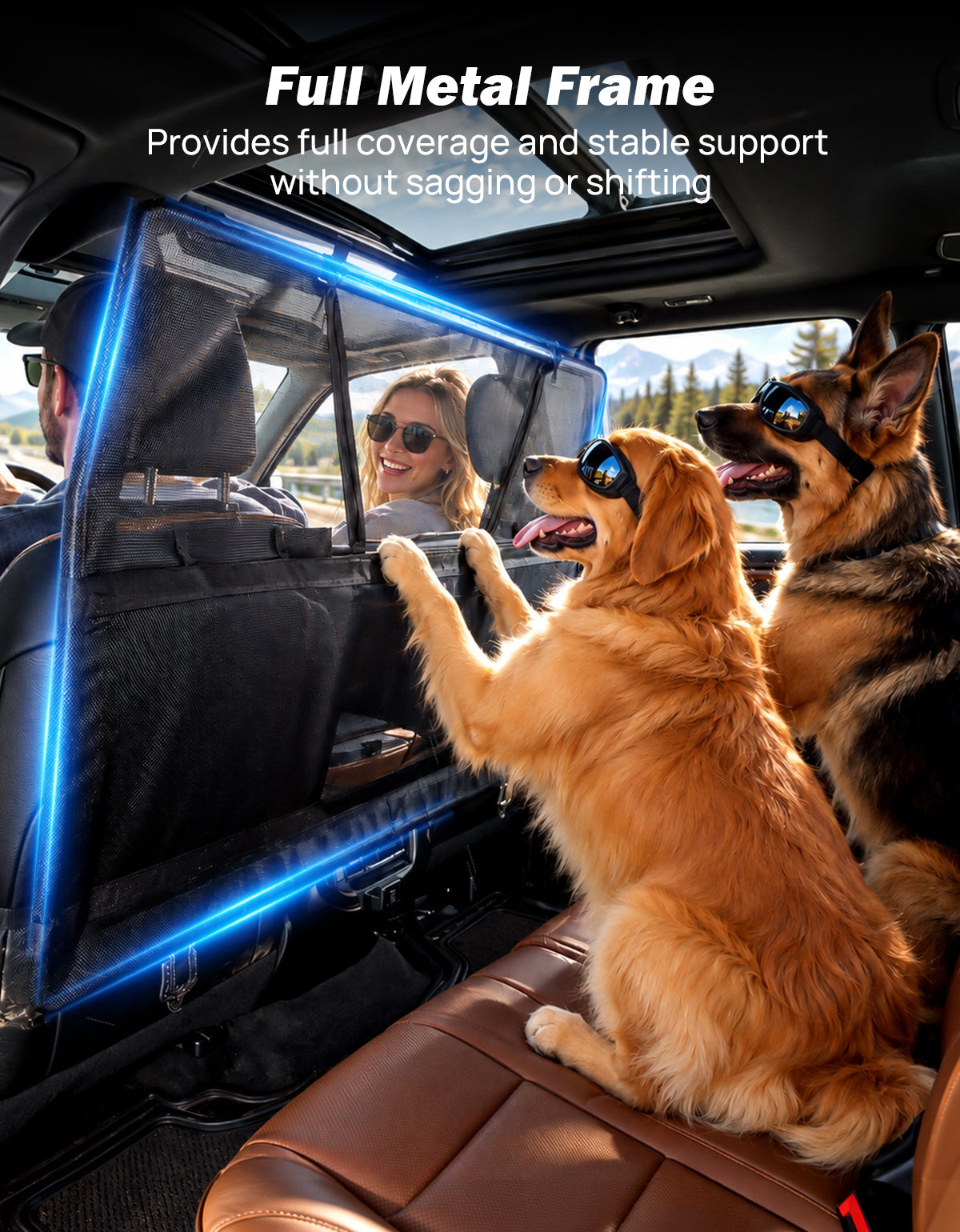 2026 Upgraded Dog Car Barrier with Zippered Mesh Window