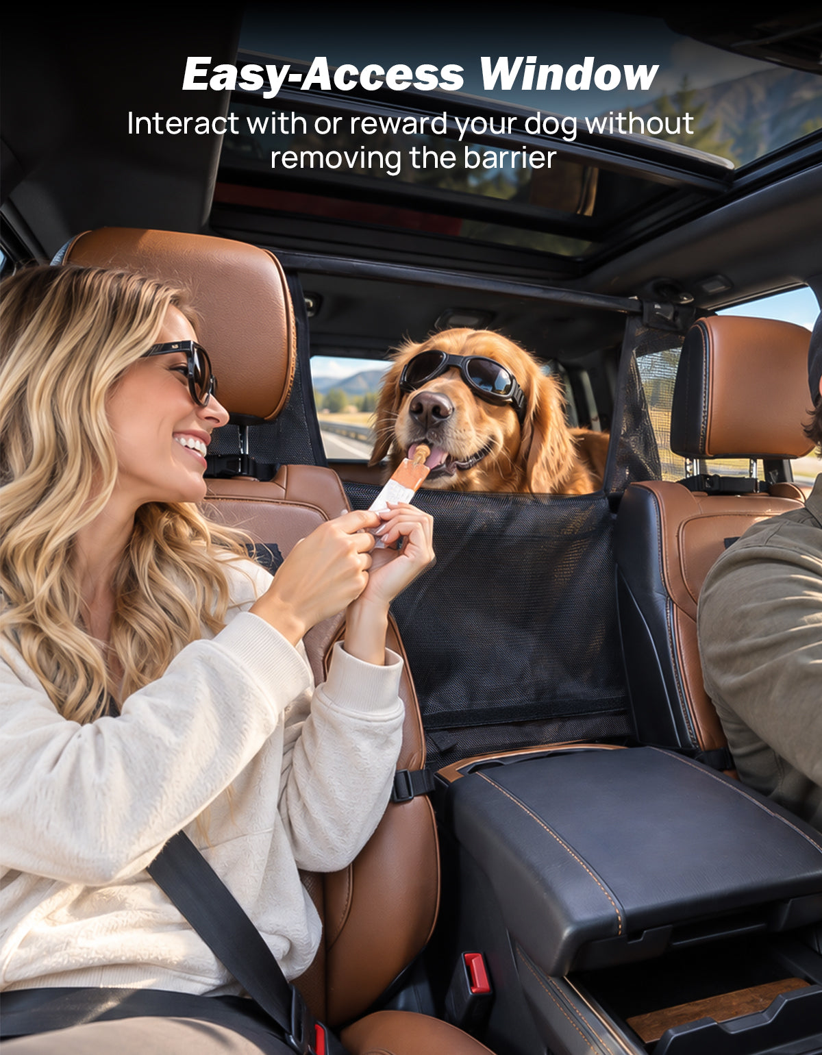 2026 Upgraded Dog Car Barrier with Zippered Mesh Window