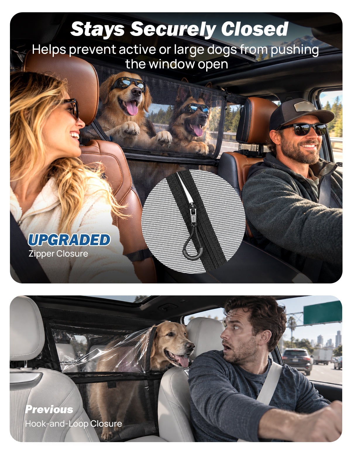 2026 Upgraded Dog Car Barrier with Zippered Mesh Window