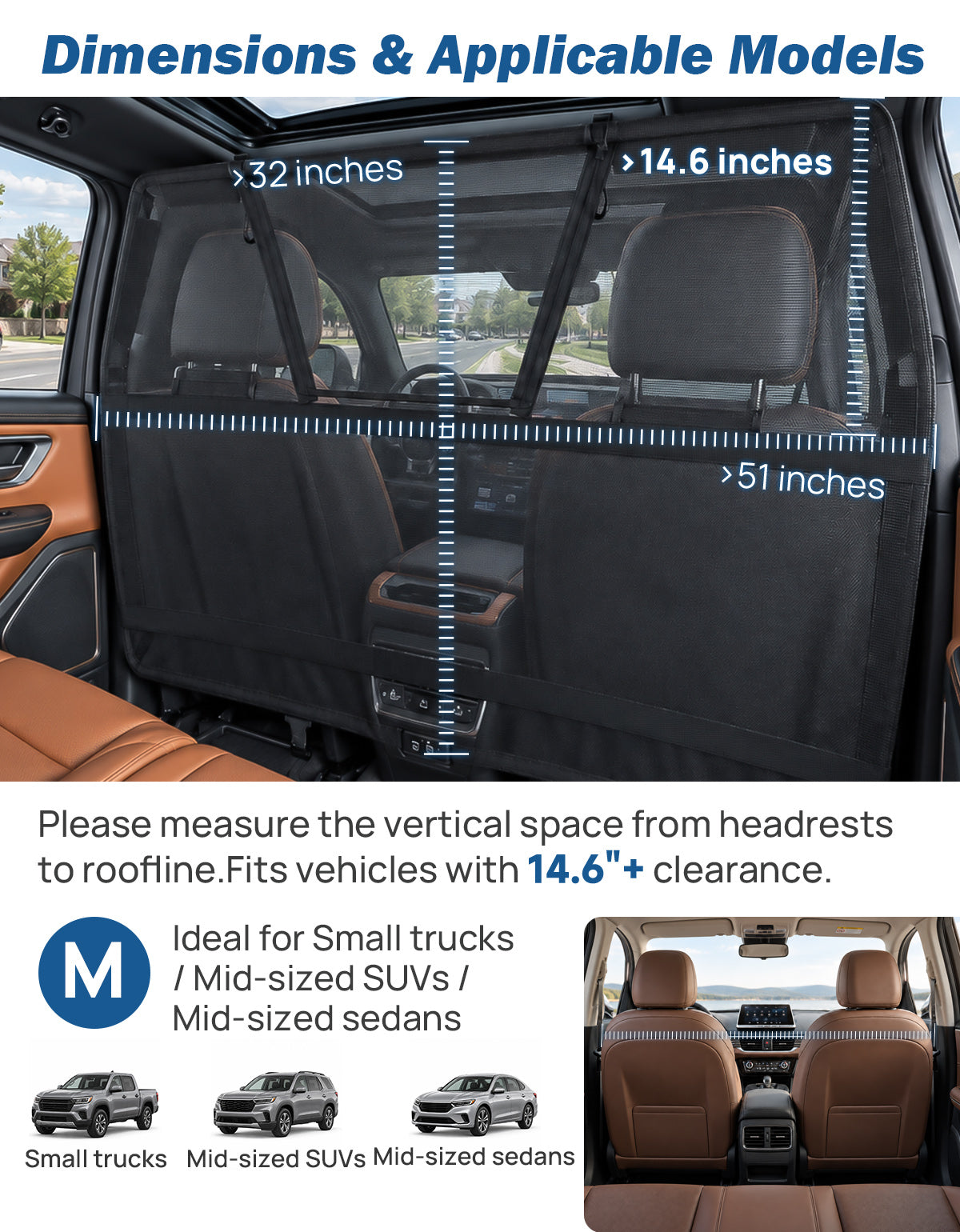 2026 Upgraded Dog Car Barrier with Zippered Mesh Window