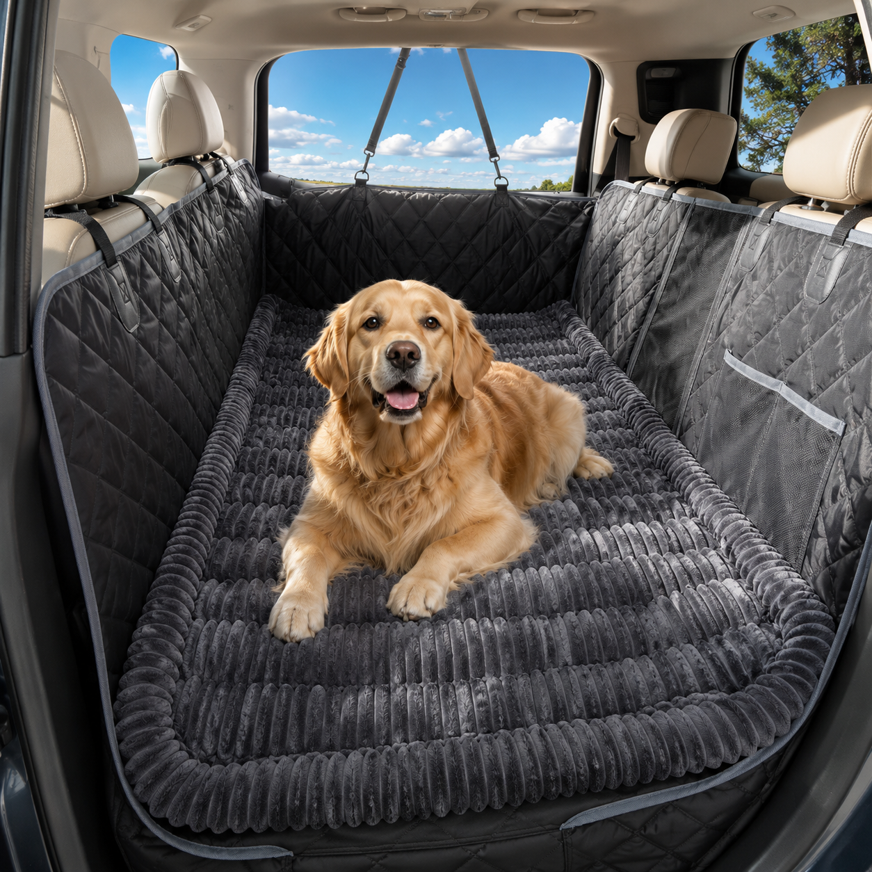 Plush Dog Bed Mat for Back Seat Extenders | Waterproof, Non-Slip & Washable Pet Travel Bed