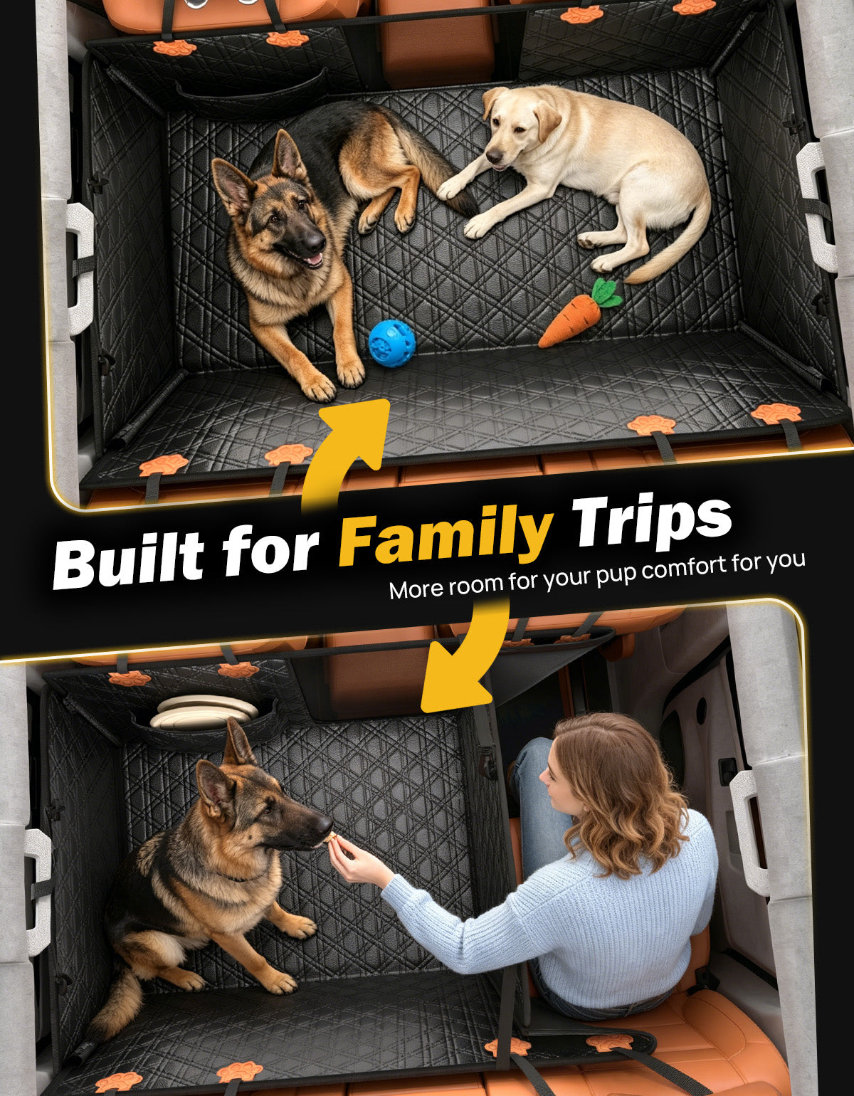 Hard Bottom Dog Back Seat Extender – Waterproof Seat Cover for Cars, SUVs & Trucks