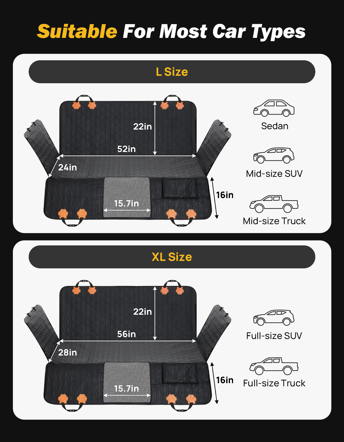 Hard Bottom Dog Back Seat Extender – Waterproof Seat Cover for Cars, SUVs & Trucks
