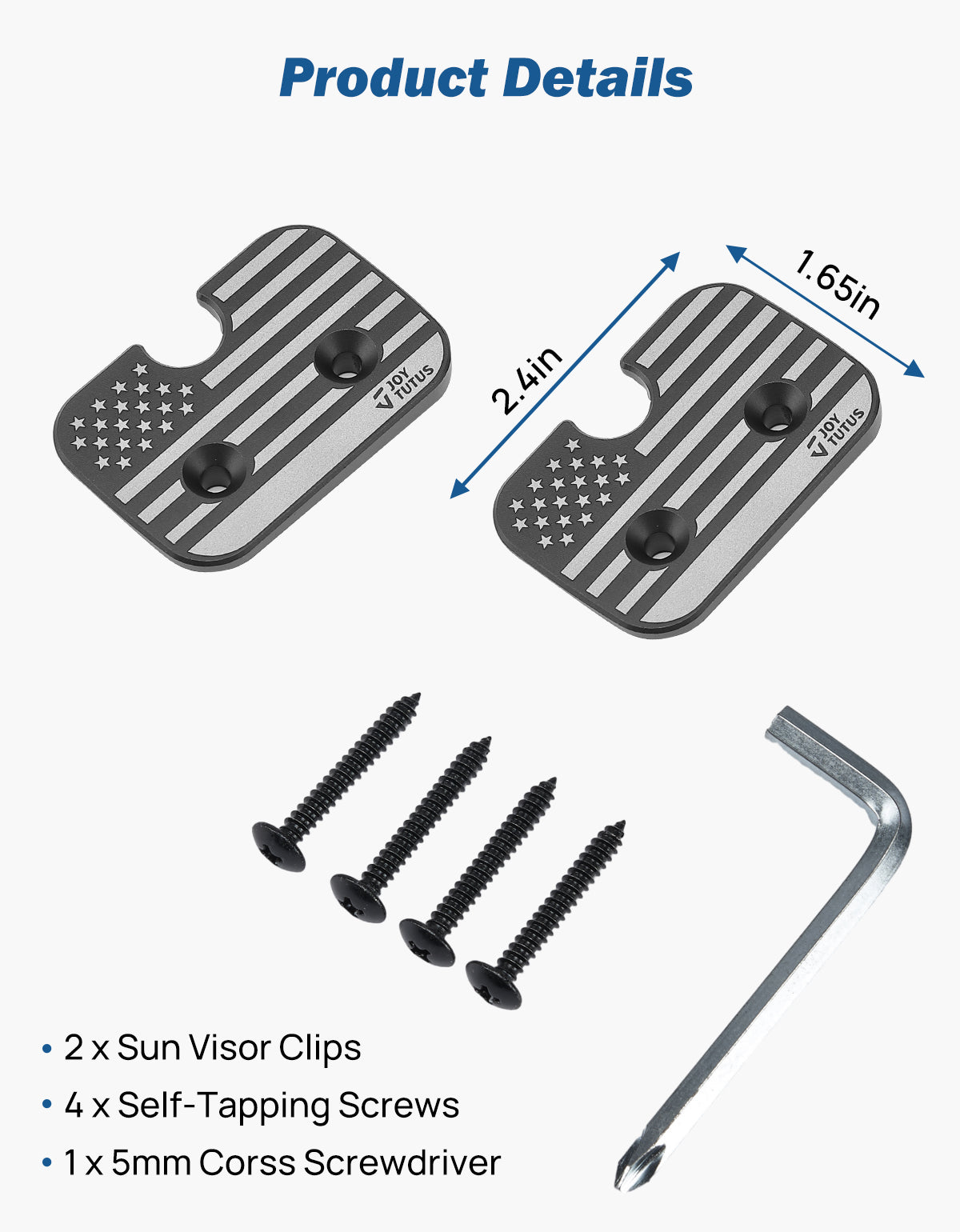Ram 1500 (2019–2026) Sun Visor Repair Kit – Aluminum Clips 2-Pack