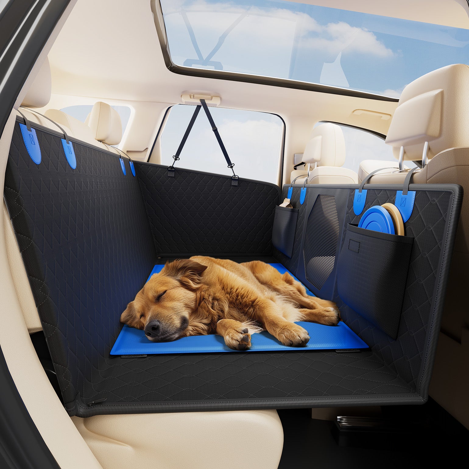 JOYTUTUS Back Seat Extender for Dogs with Hard Bottom Dog Car Seat Cover for Back Seat Back Seat Pet Cover for Travel Dog Seat Cover Waterproof Dog Hammock