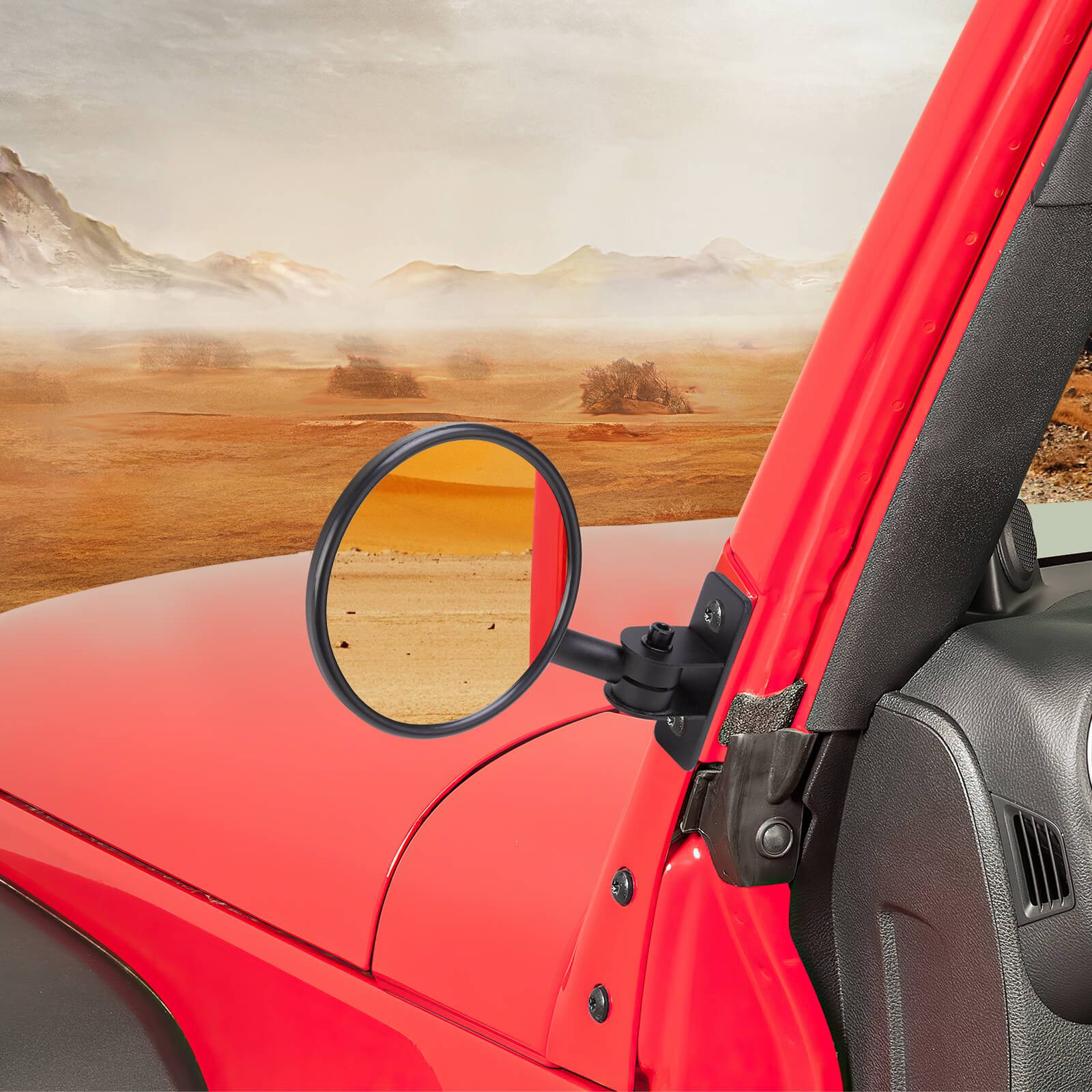 Upgraded Round Doors-Off Mirrors for Wrangler JK/JKU/TJ 1997–2018