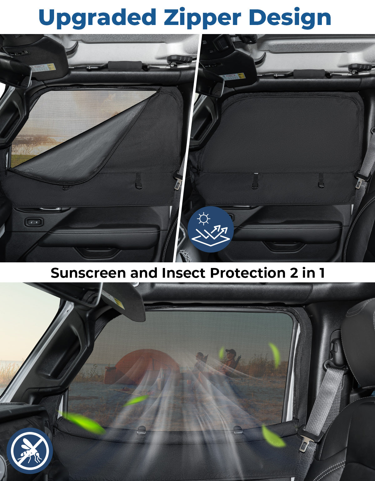 Front Window Sun Shade Screens for Wrangler JK/JL & Gladiator JT 2007–2026