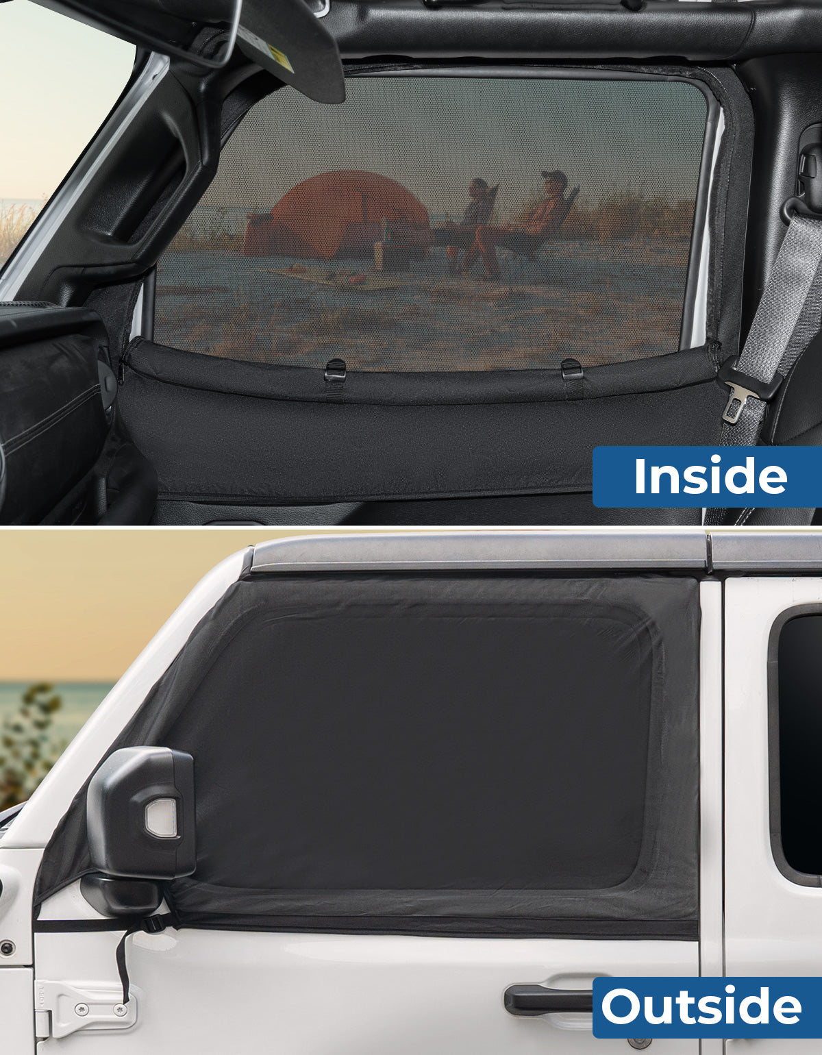 Front Window Sun Shade Screens for Wrangler JK/JL & Gladiator JT 2007–2026