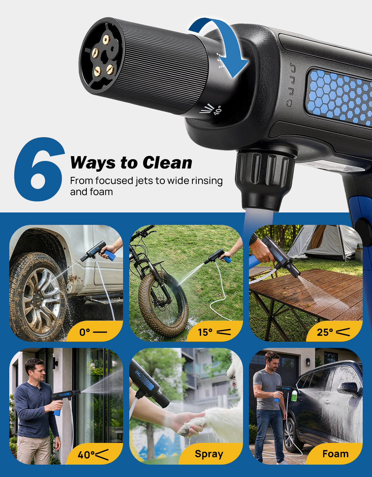 JOYTUTUS P10 Pro Foldable Cordless Pressure Washer for Cars & Bikes