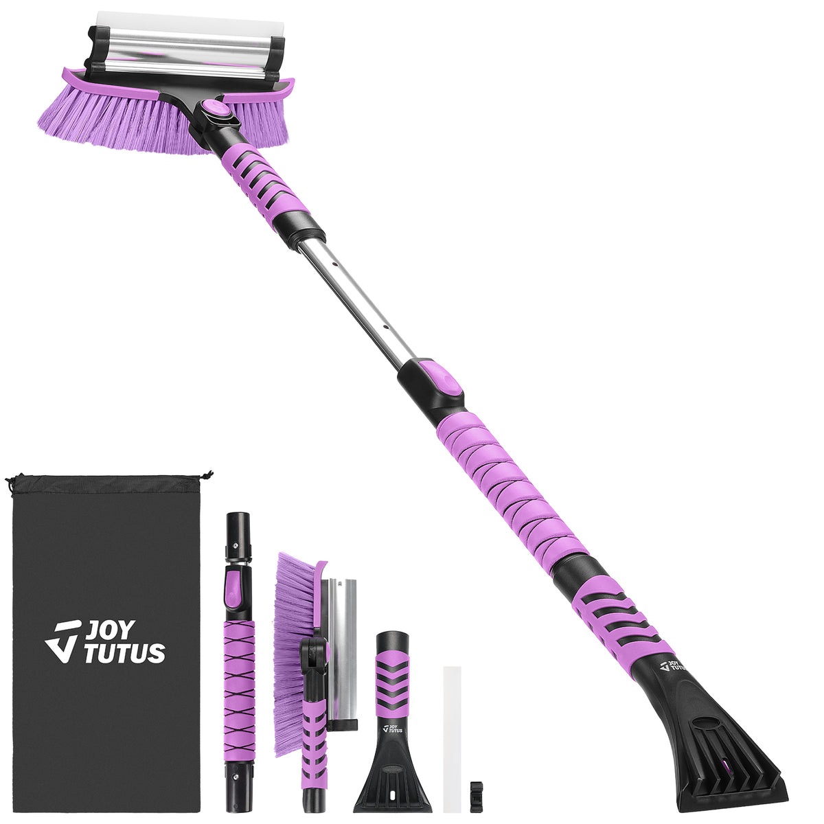 41.5″ Extendable Snow Brush and Ice Scraper, 270° Pivoting Snow Scraper Brush for Car Windshield