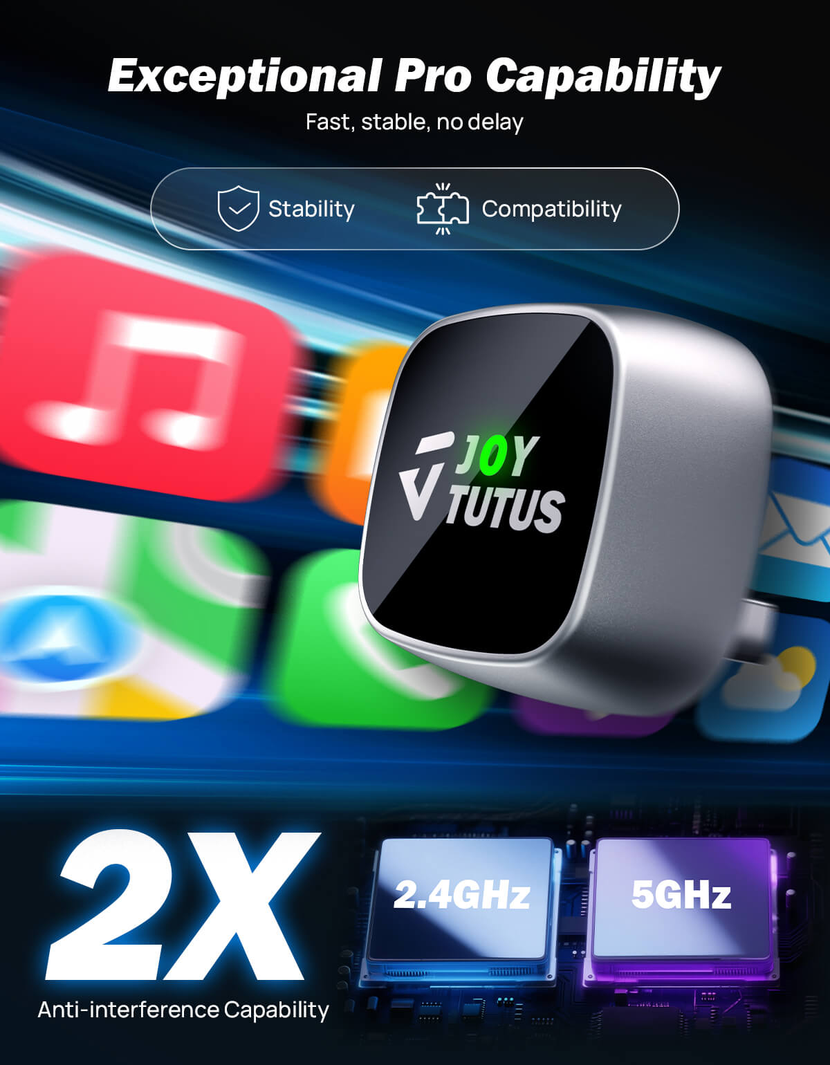 Wireless CarPlay Adapter USB-C, Wired to Wireless for iPhone & Android