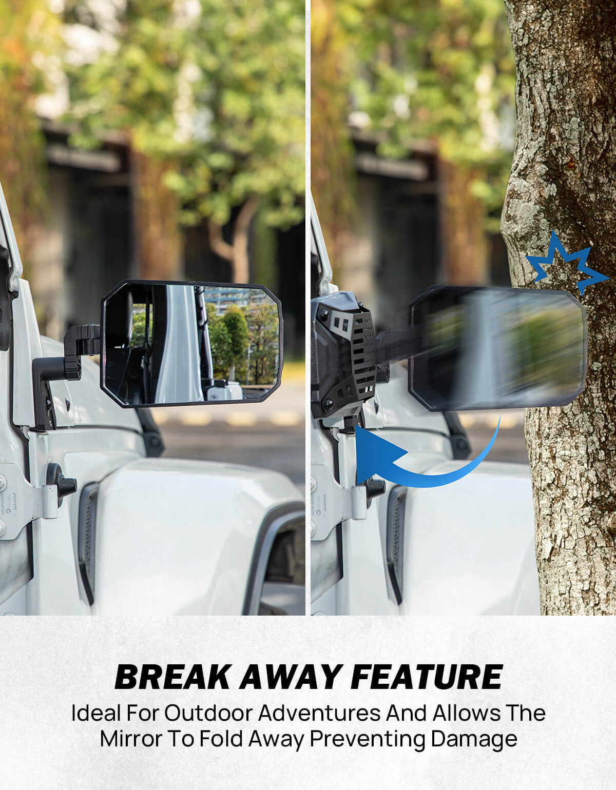 Doors Off Side Mirrors for Wrangler JL 2018–2026 & Gladiator JT