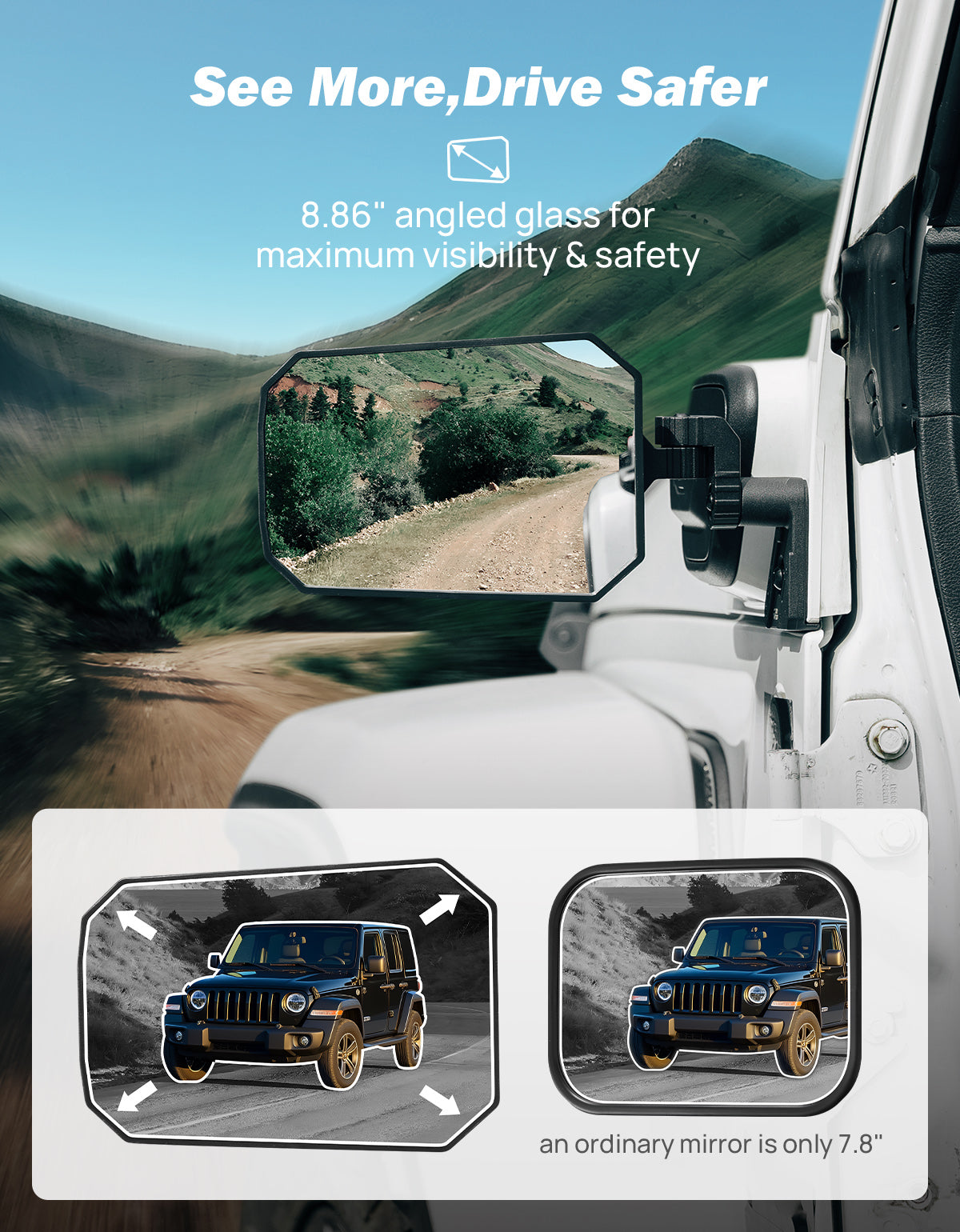 Jeep Mirrors Doors Off Compatible with Wrangler JL JK Gladiator JT
