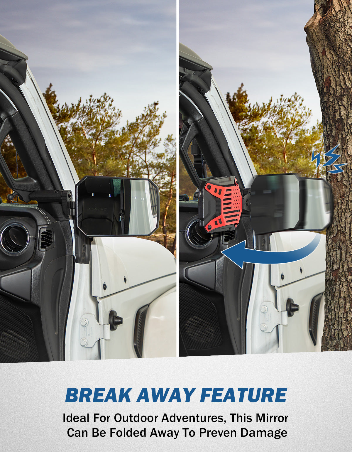 Jeep Mirrors Doors Off Compatible with Wrangler JL JK Gladiator JT