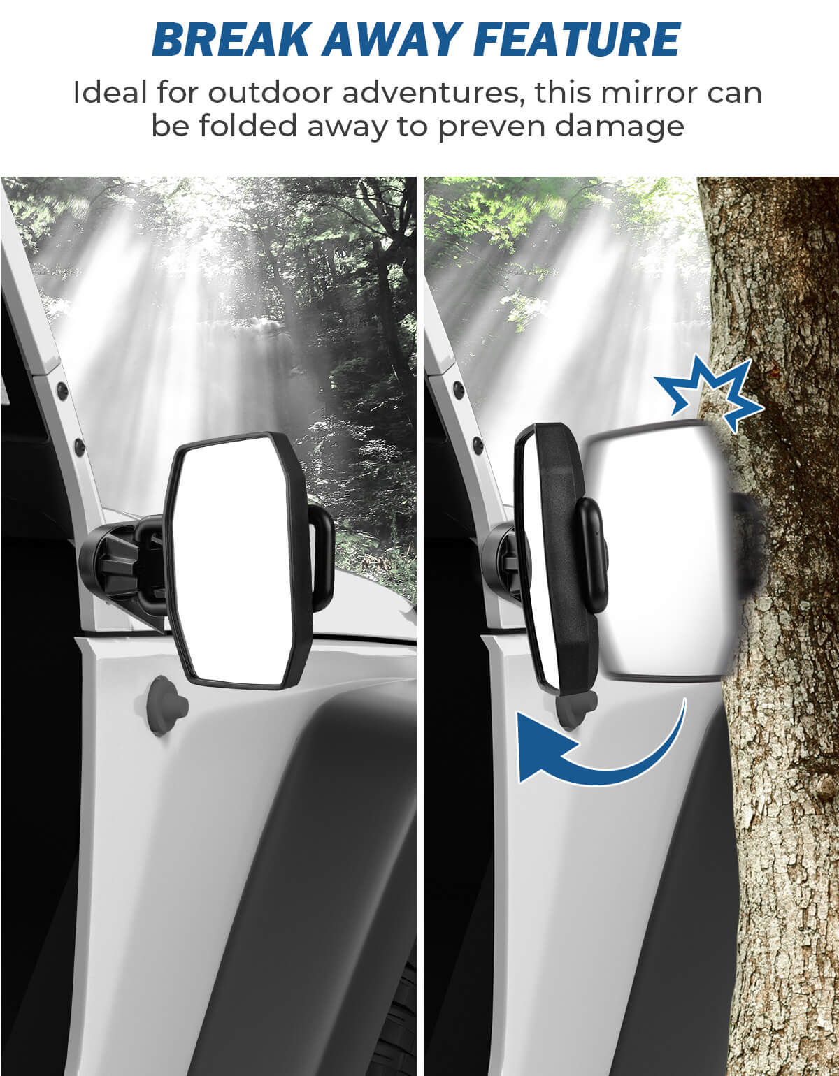 Adjustable Doors-Off Side Mirrors for Wrangler JK & TJ 1997–2018