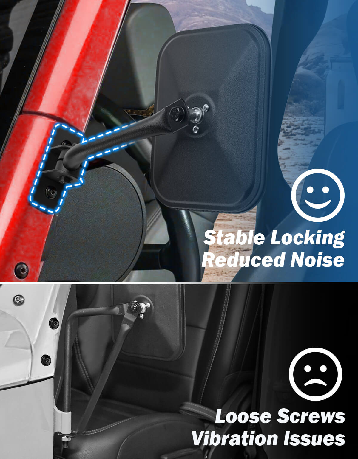 Doors Off Mirrors for Wrangler TJ JK JKU 1997–2018