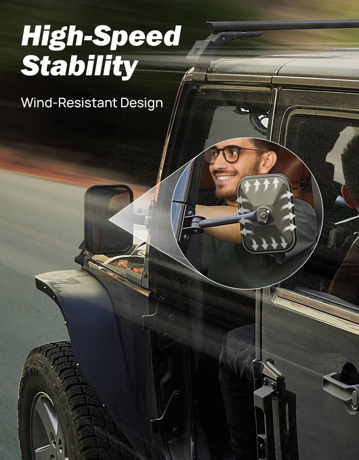 Doors Off Mirrors for Wrangler TJ JK JKU 1997–2018