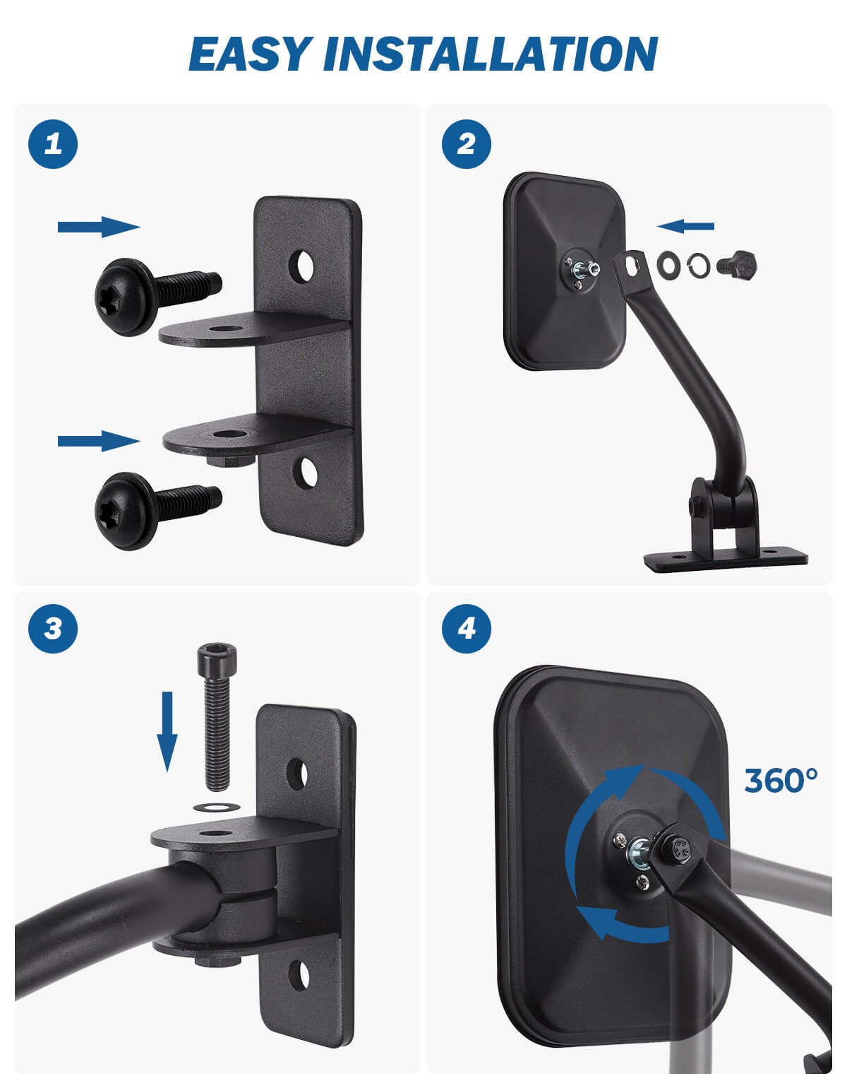 Doors Off Mirrors for Wrangler TJ JK JKU 1997–2018