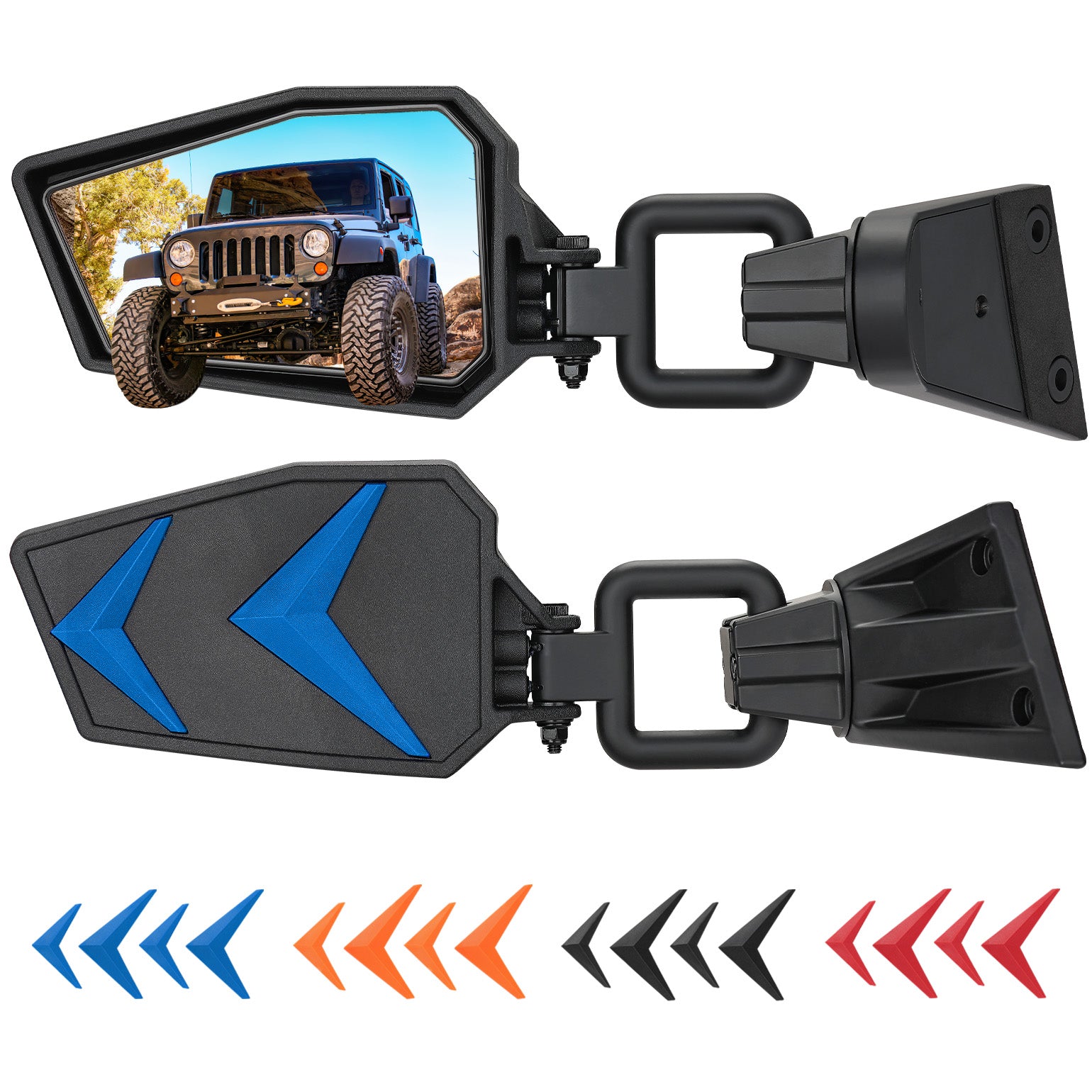 Doors-Off Side Mirrors for Wrangler TJ/JK/JKU 1997–2018 with Color Inserts